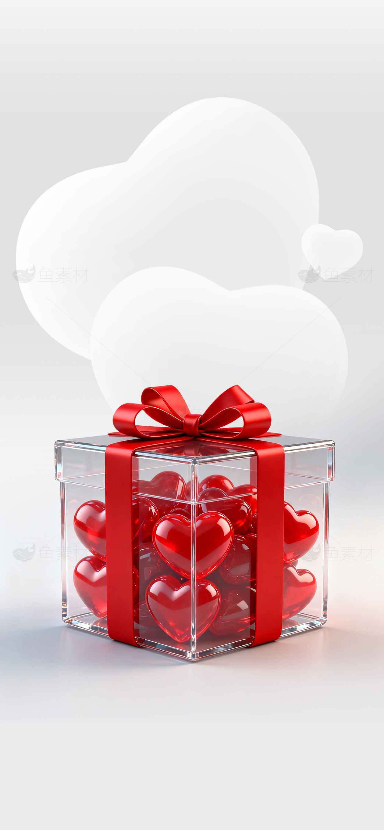浪漫红色心形礼盒图片SEO标题素材