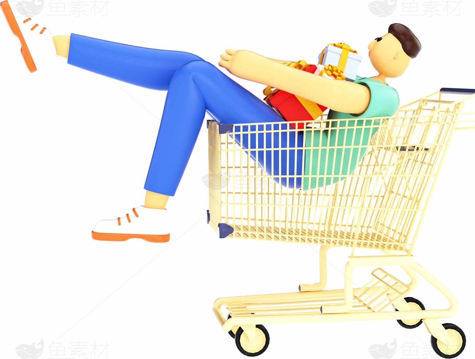 购物车里的休闲生活创意插画素材