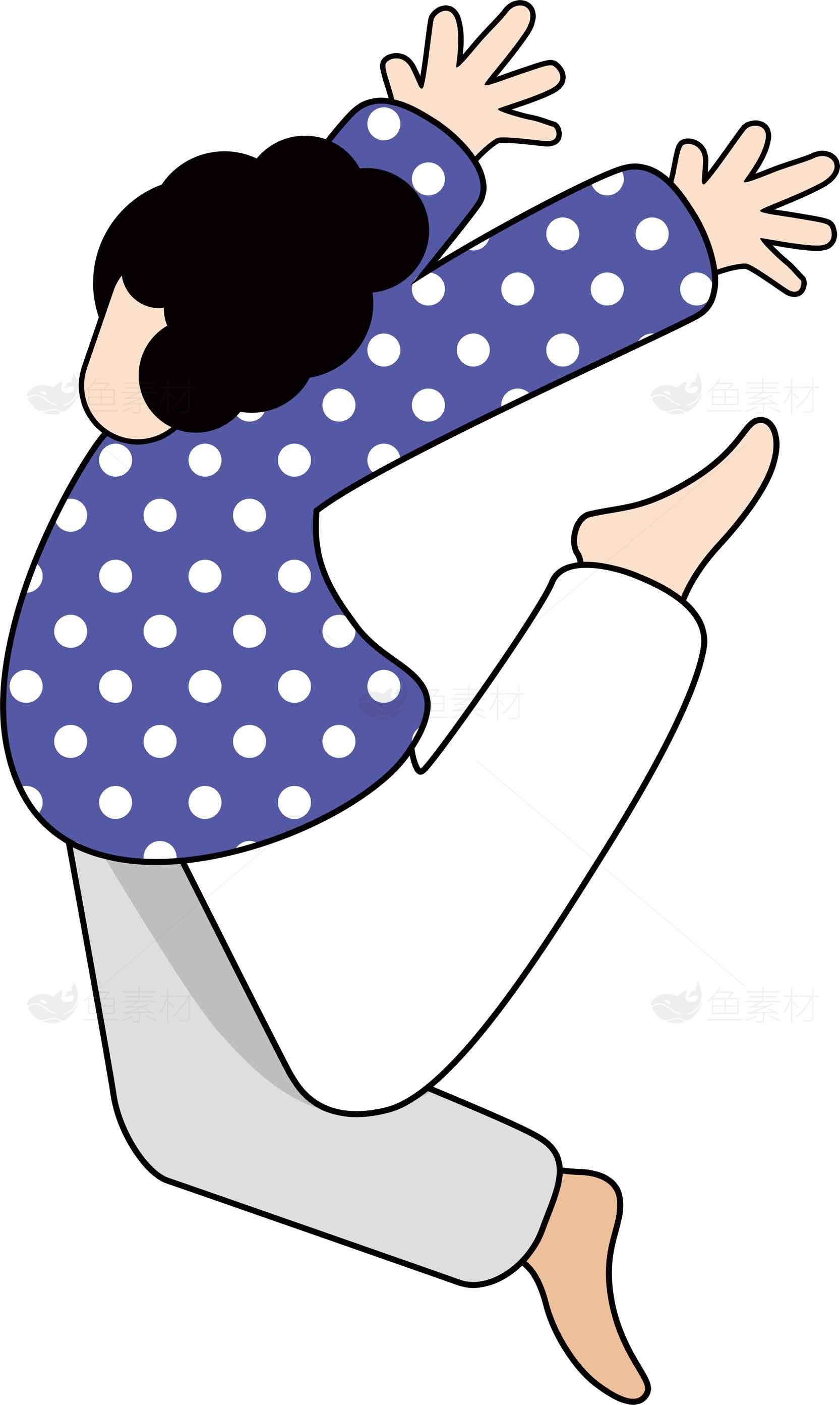 卡通人物跳跃插画设计素材