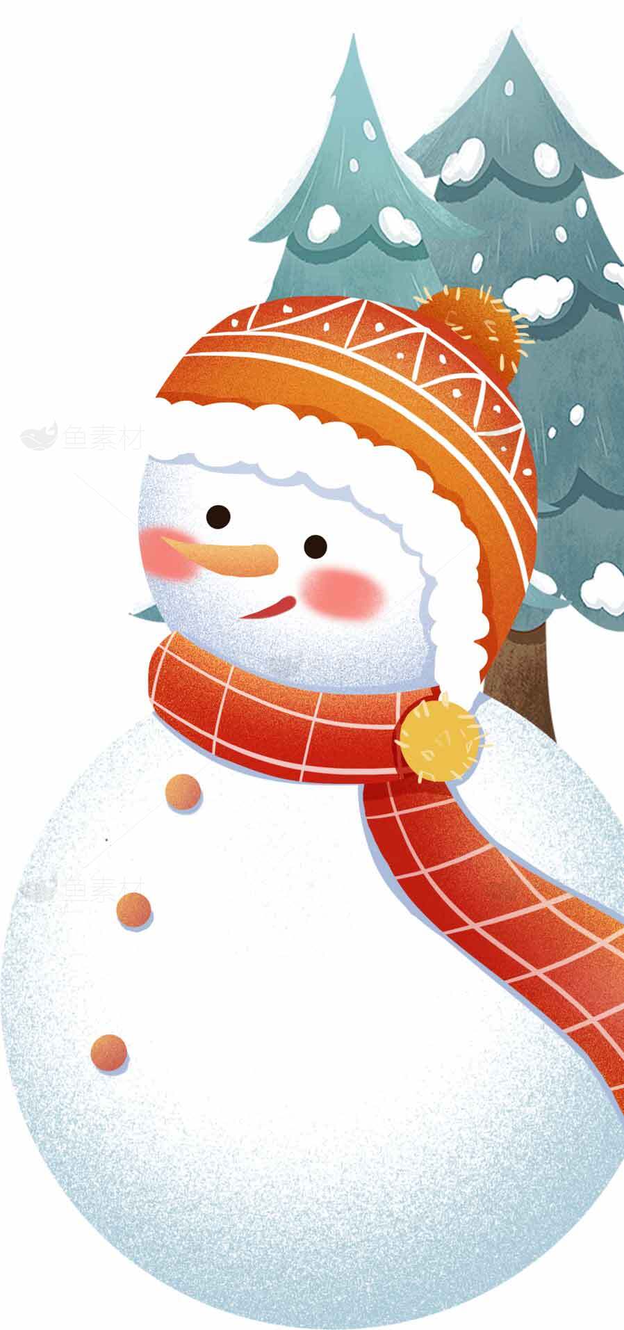 可爱雪人插画图片-冬季节日装饰素材