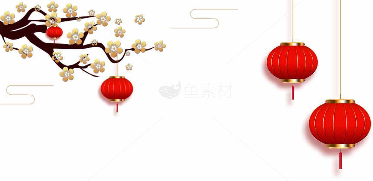 中国传统红灯笼与梅花背景图片素材