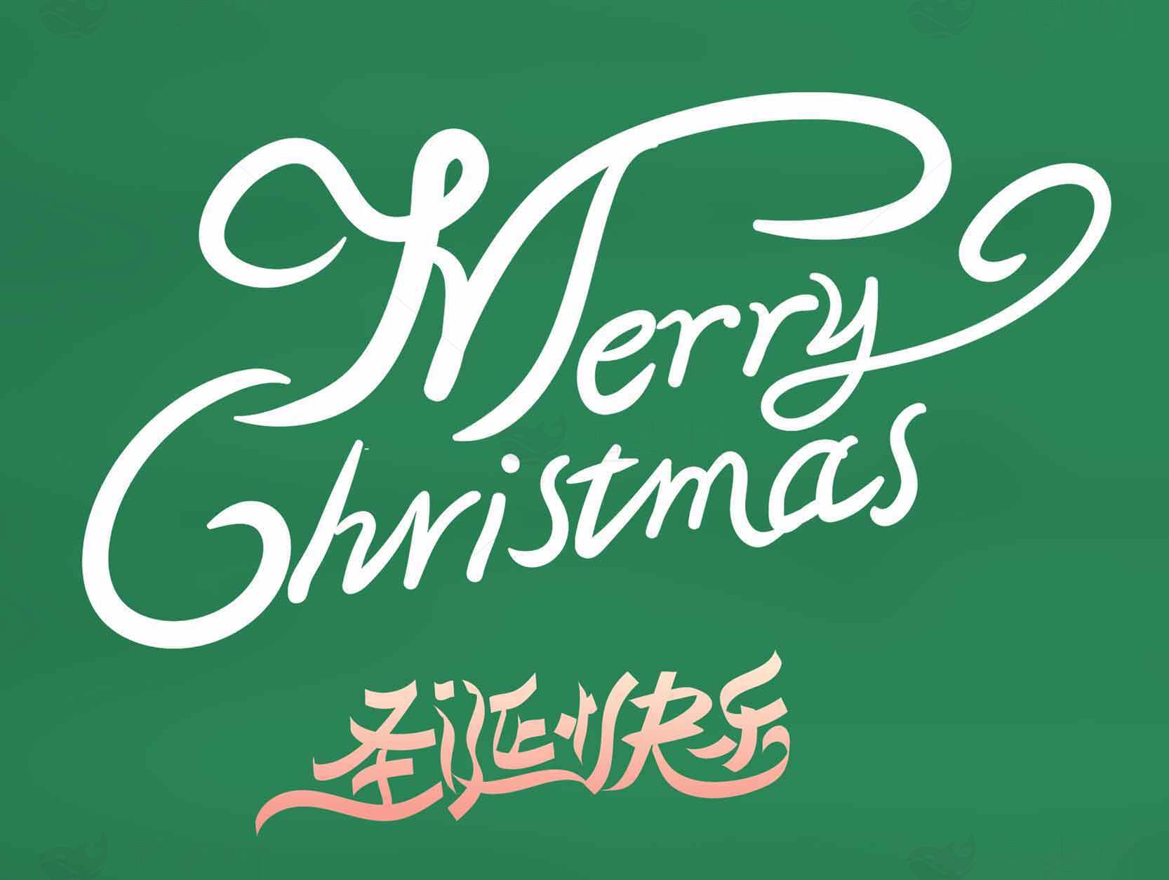 Merry Christmas圣诞节祝福绿色背景设计素材