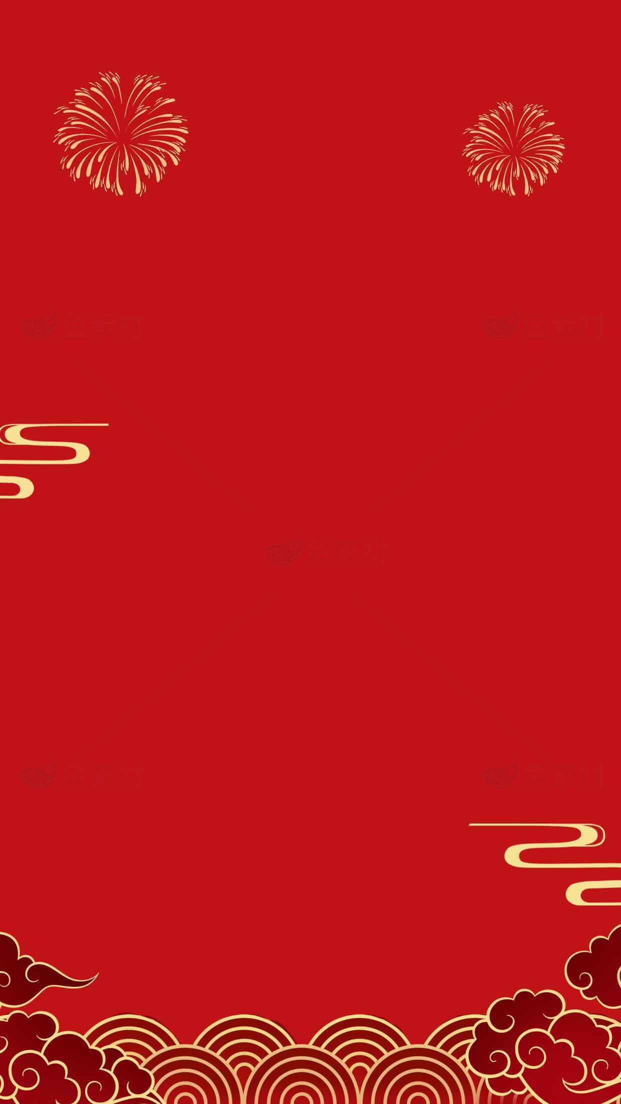 中国传统红色背景设计，喜庆节日海报模板素材