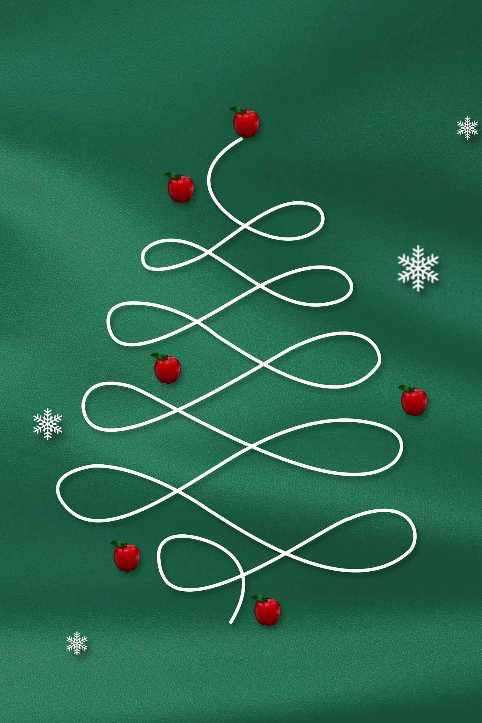 简约圣诞树装饰图片-绿色背景创意设计素材