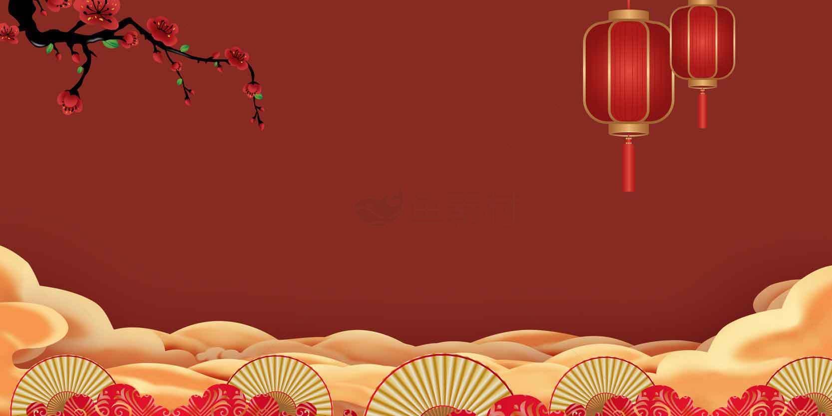 中式红色背景灯笼喜庆设计图片素材