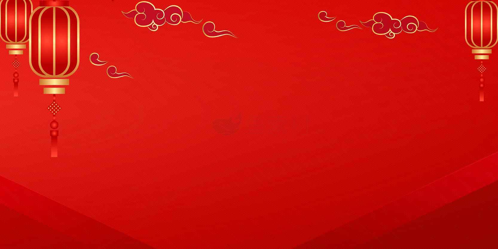 中国传统红色背景图片-喜庆灯笼与祥云设计素材