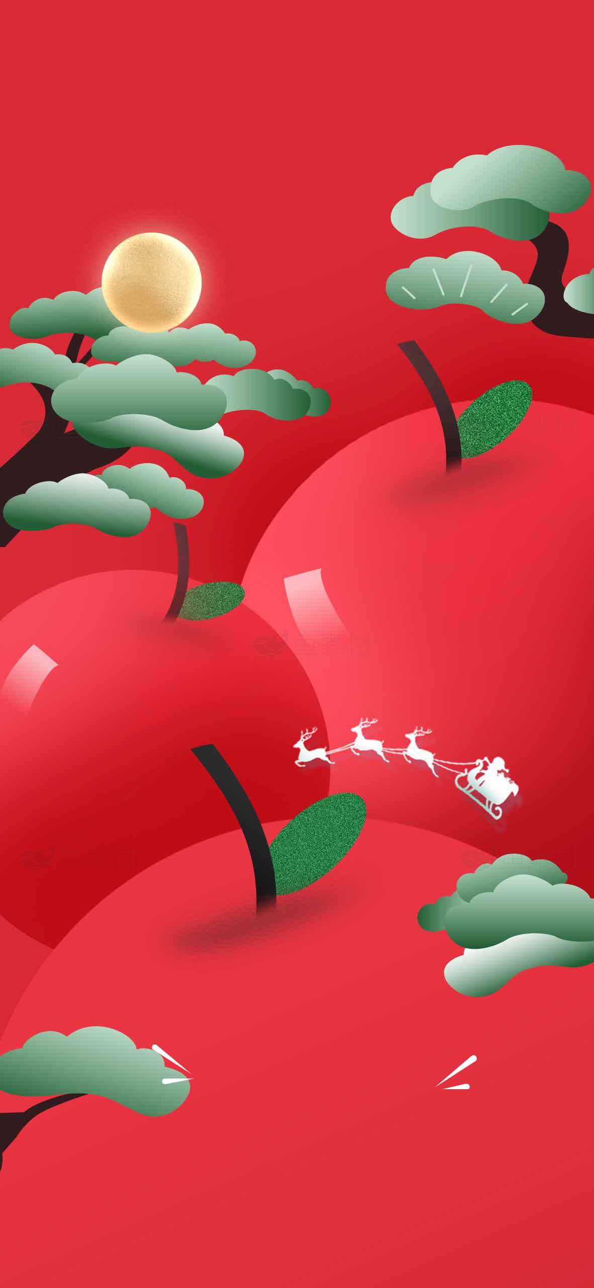 圣诞节红色主题插画设计素材