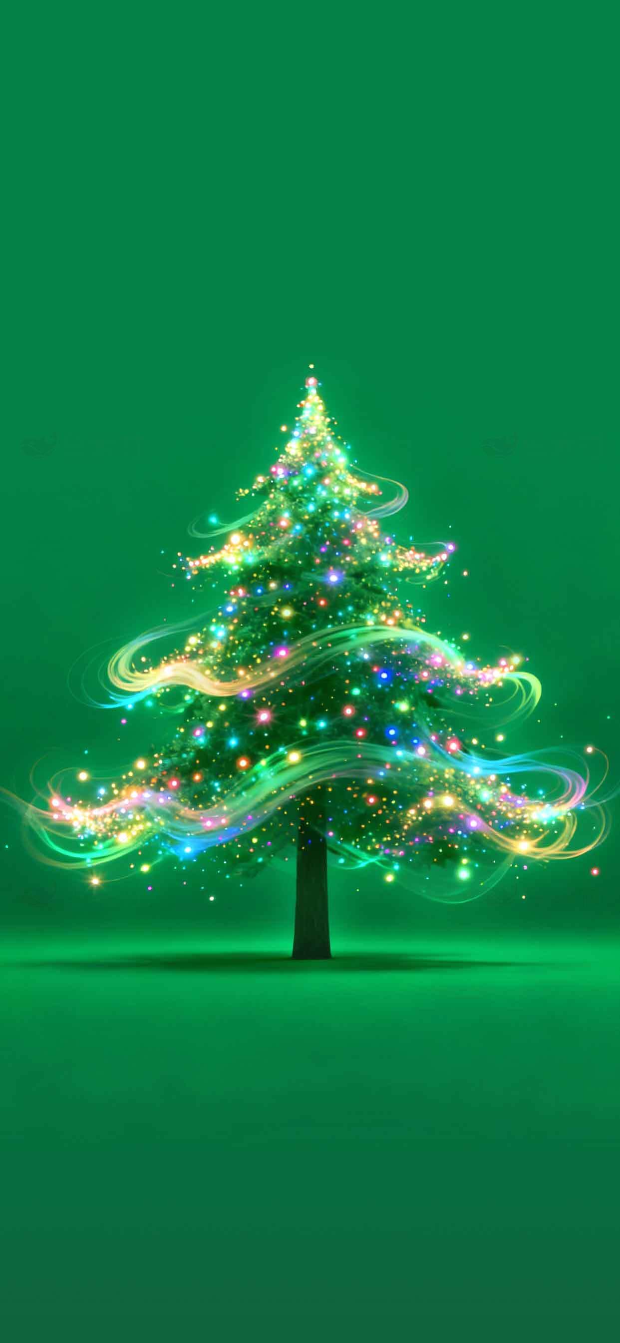 圣诞节绿色背景梦幻圣诞树图片素材