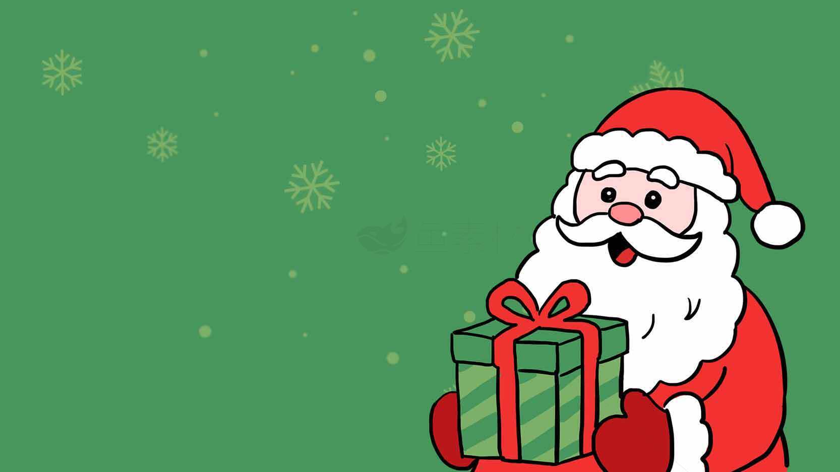 圣诞老人手持礼物的卡通插画图片素材