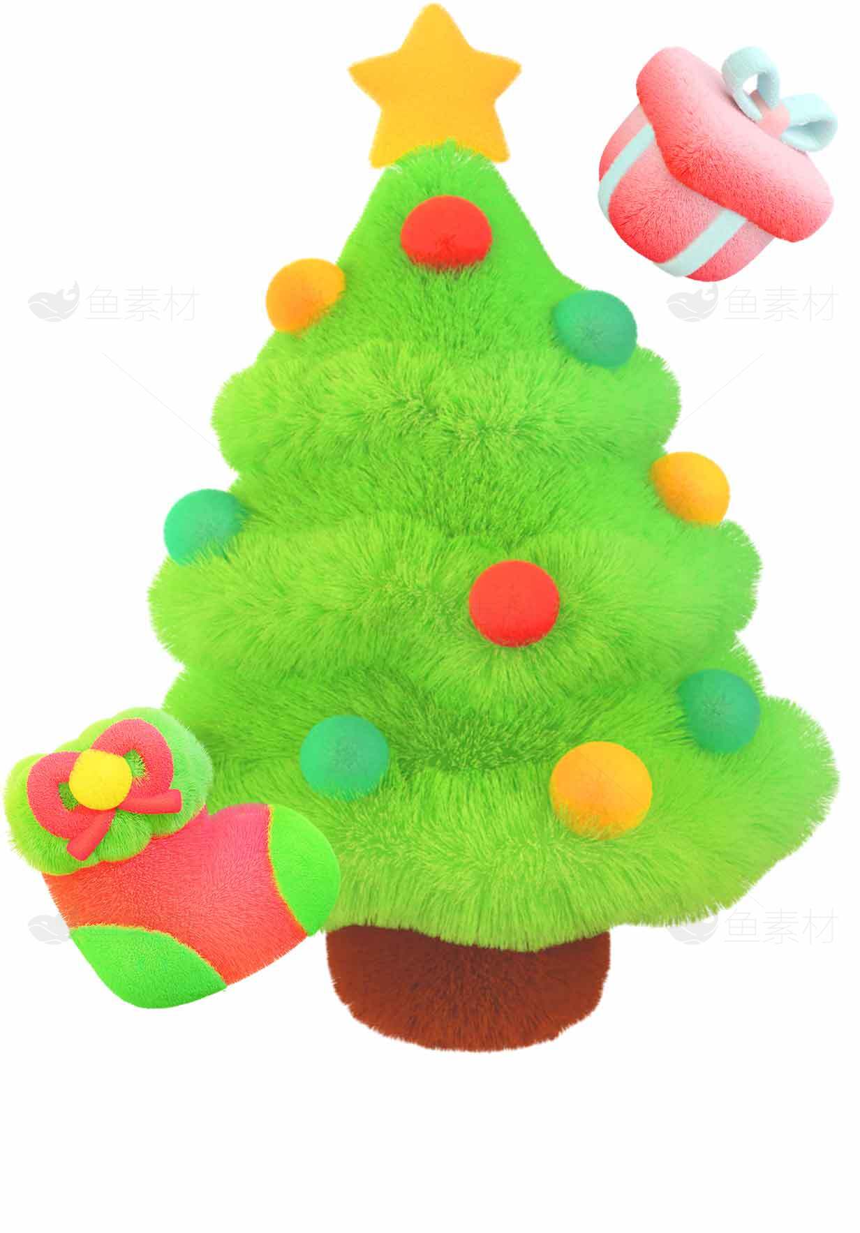 圣诞节毛绒圣诞树装饰图片素材