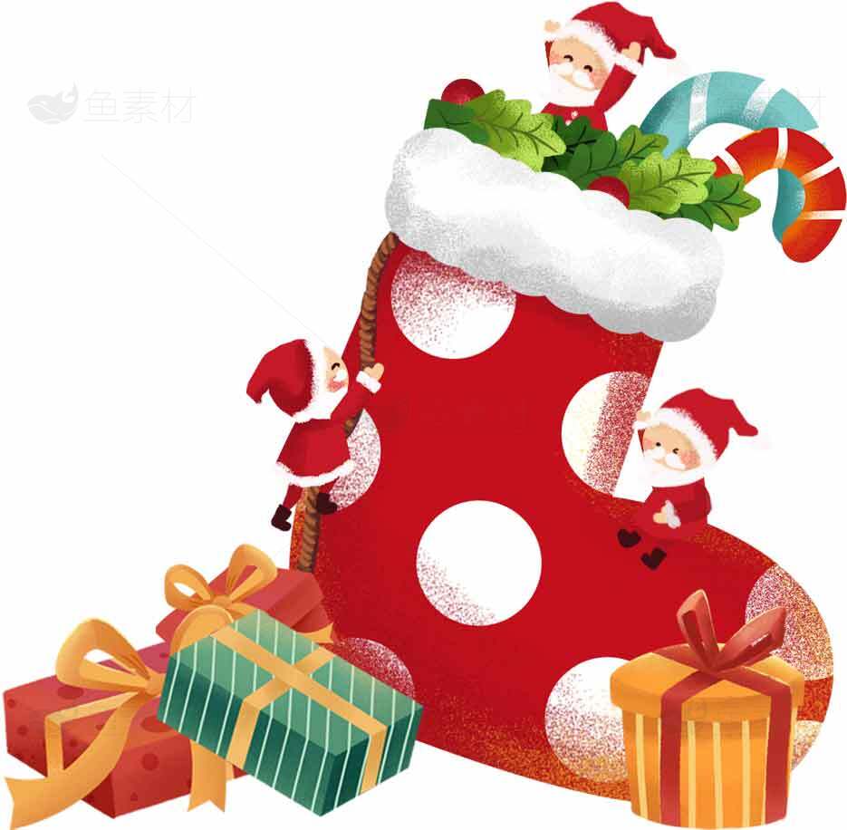 圣诞节红色圣诞袜与礼物插画图片素材