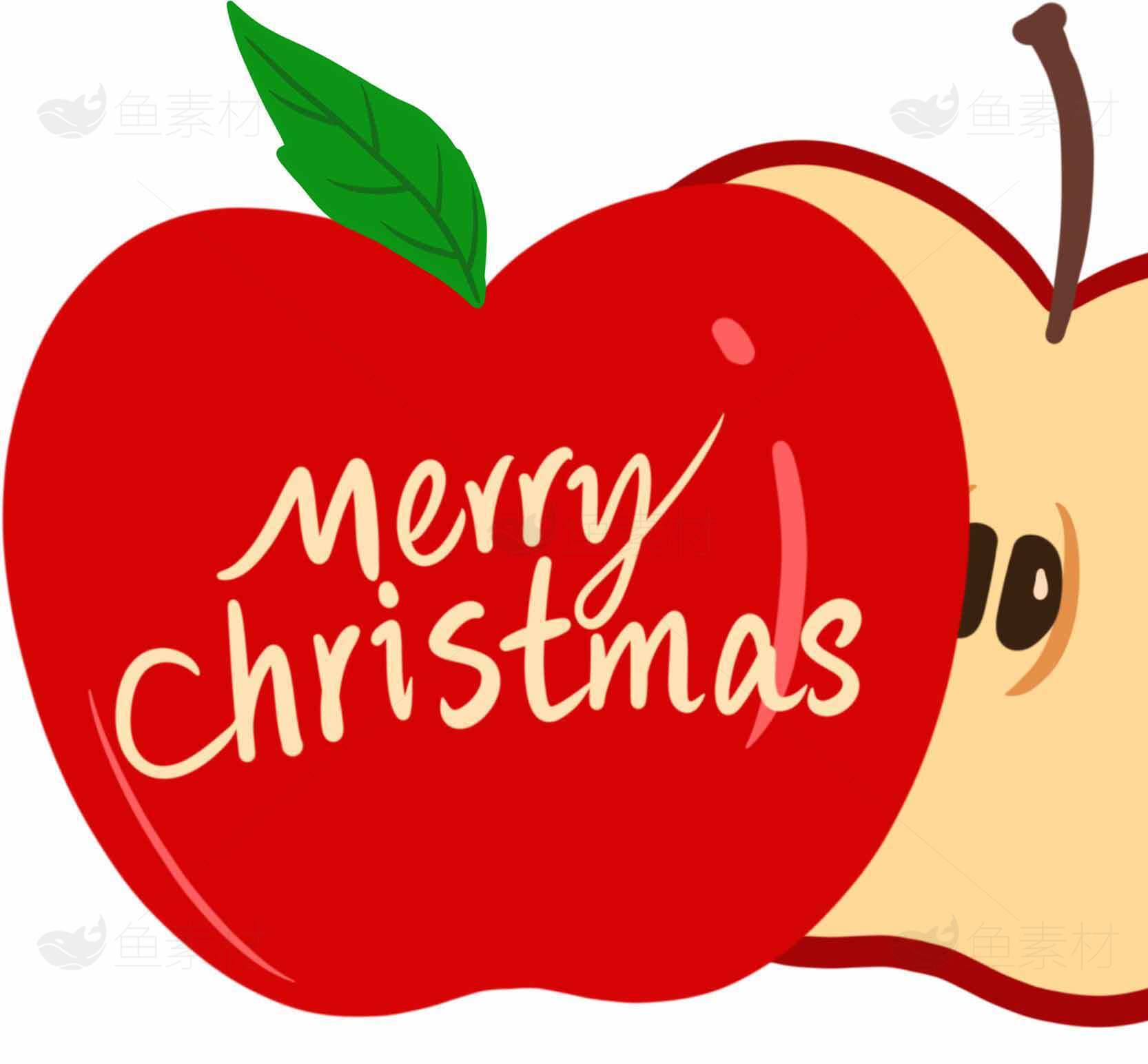 圣诞节红苹果插画设计素材