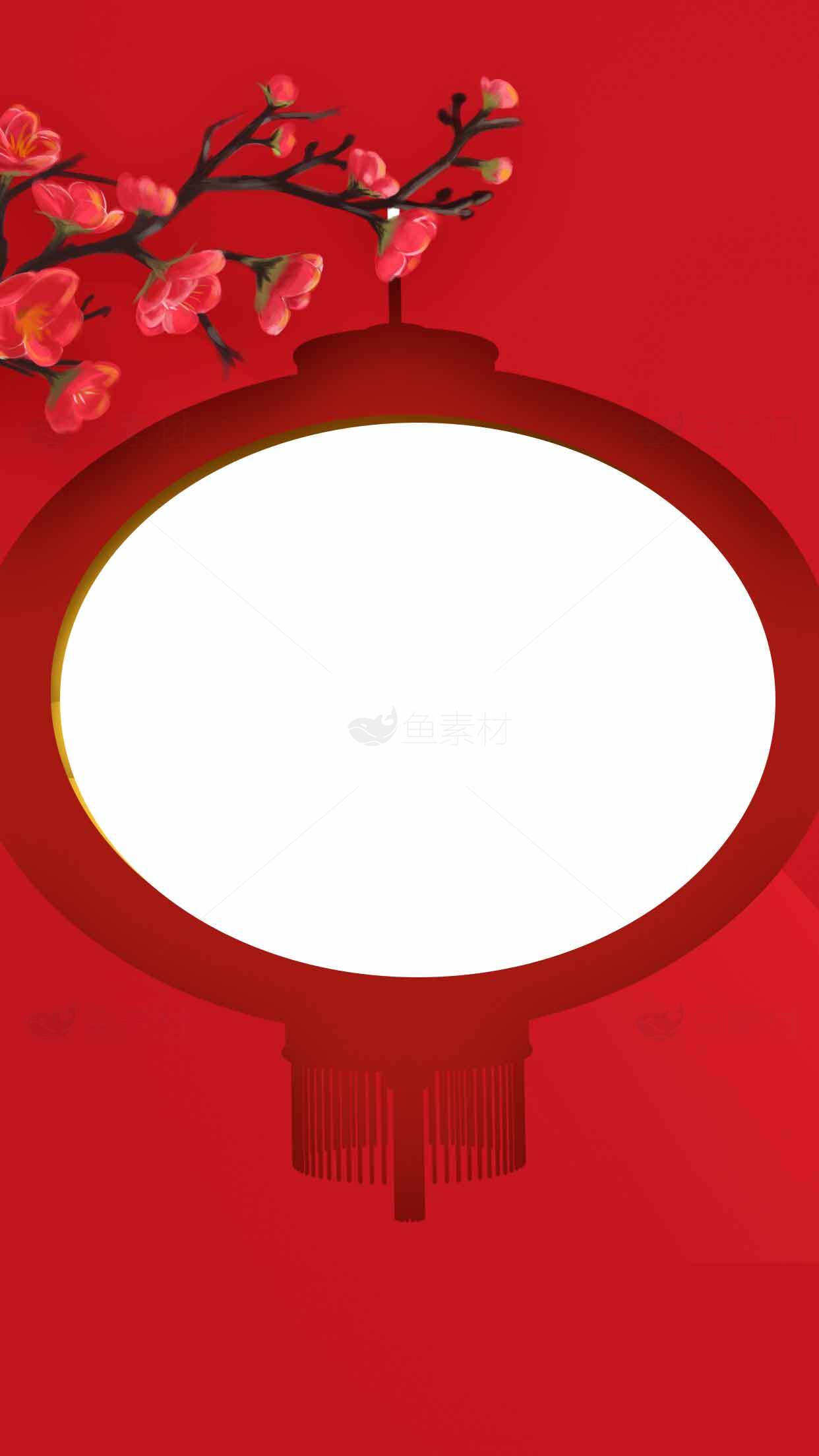 中国传统红色灯笼与梅花背景图片素材