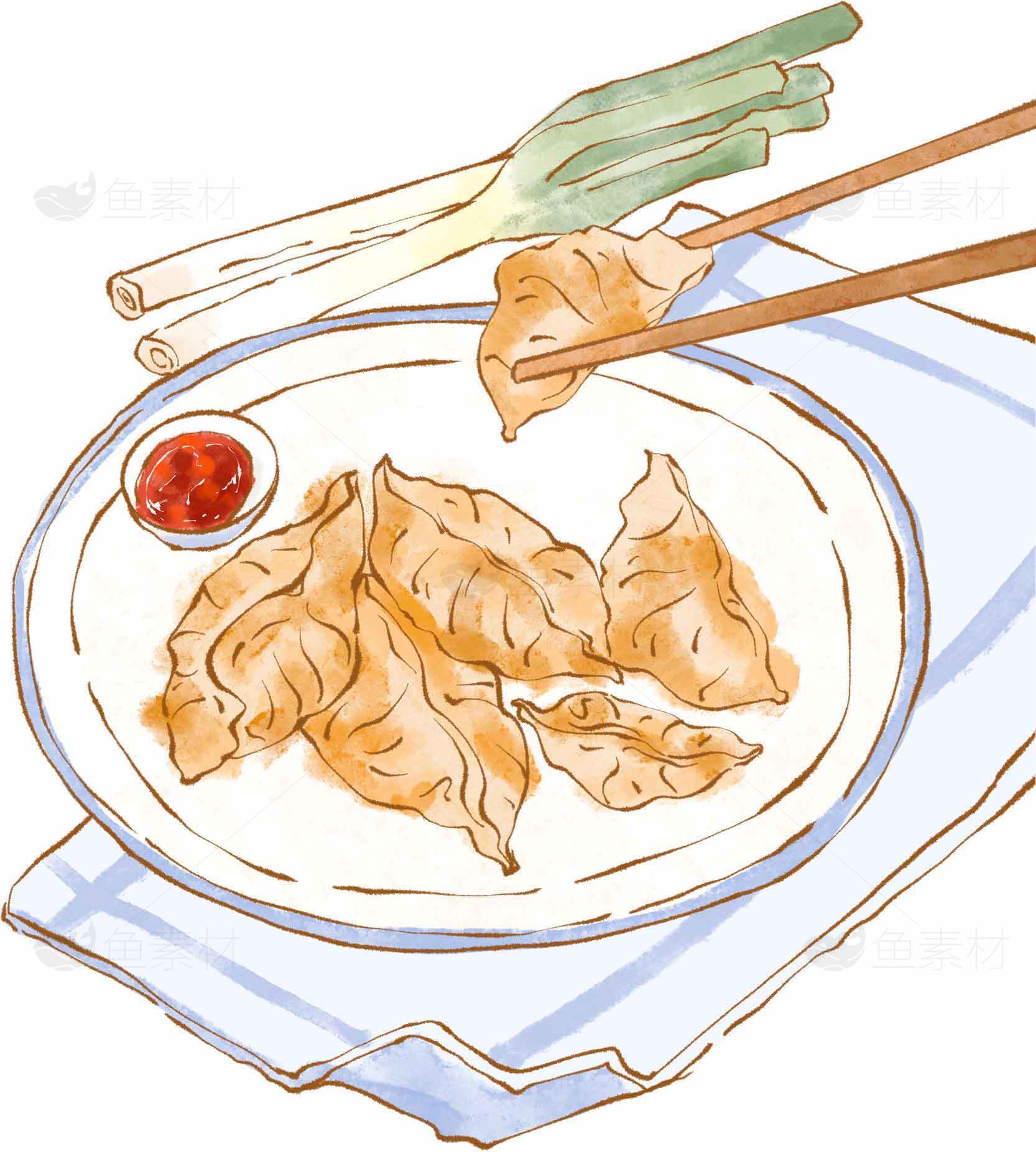 美味煎饺插画图片分享与SEO优化技巧素材