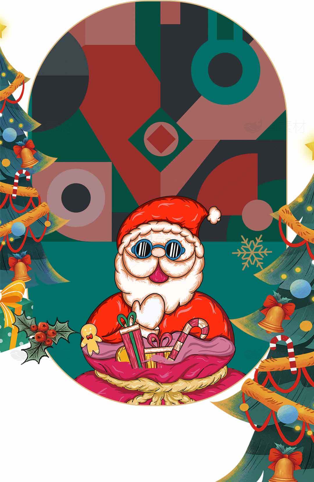 圣诞老人节日插画设计 | 圣诞节装饰与礼物主题素材