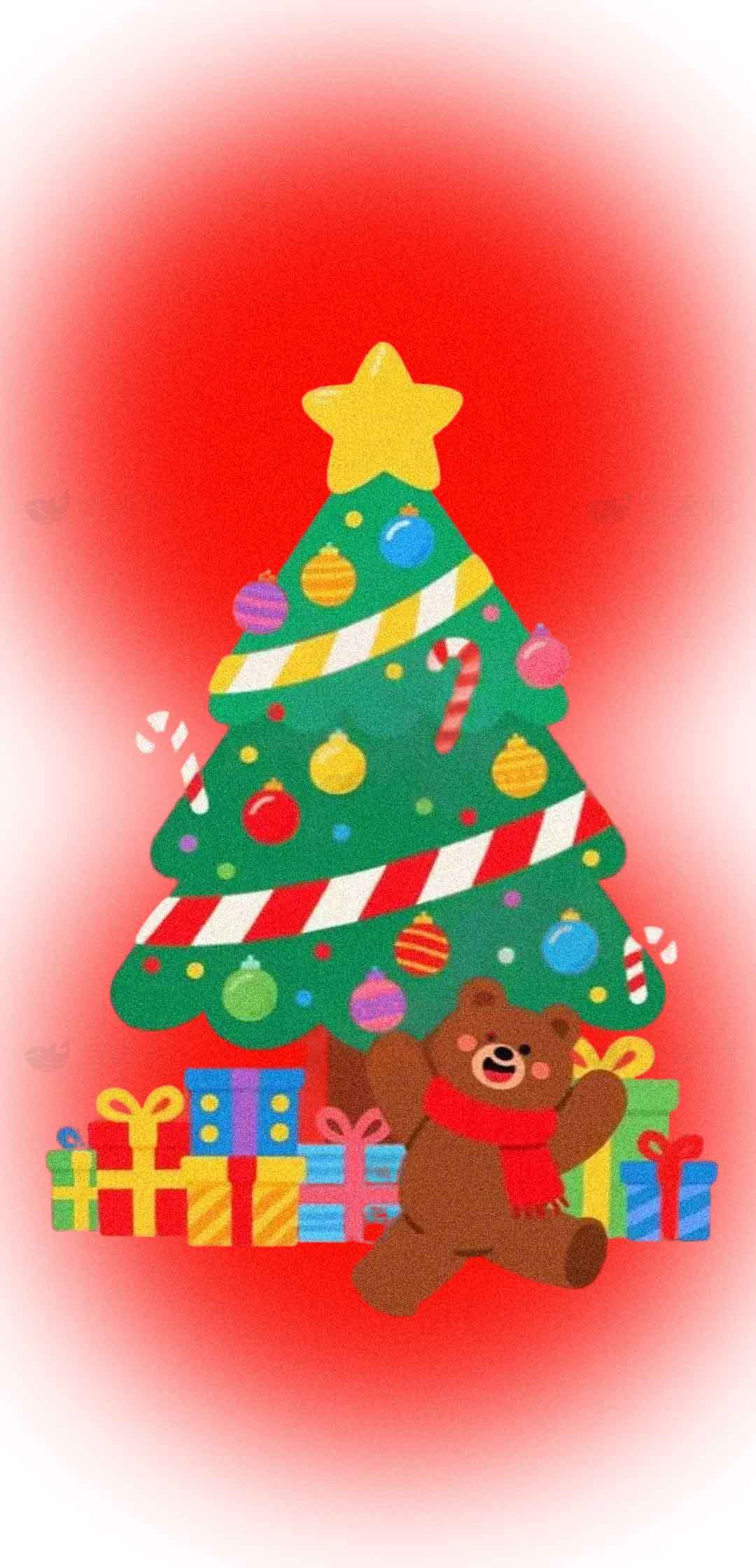 圣诞树与礼物的节日插画设计素材