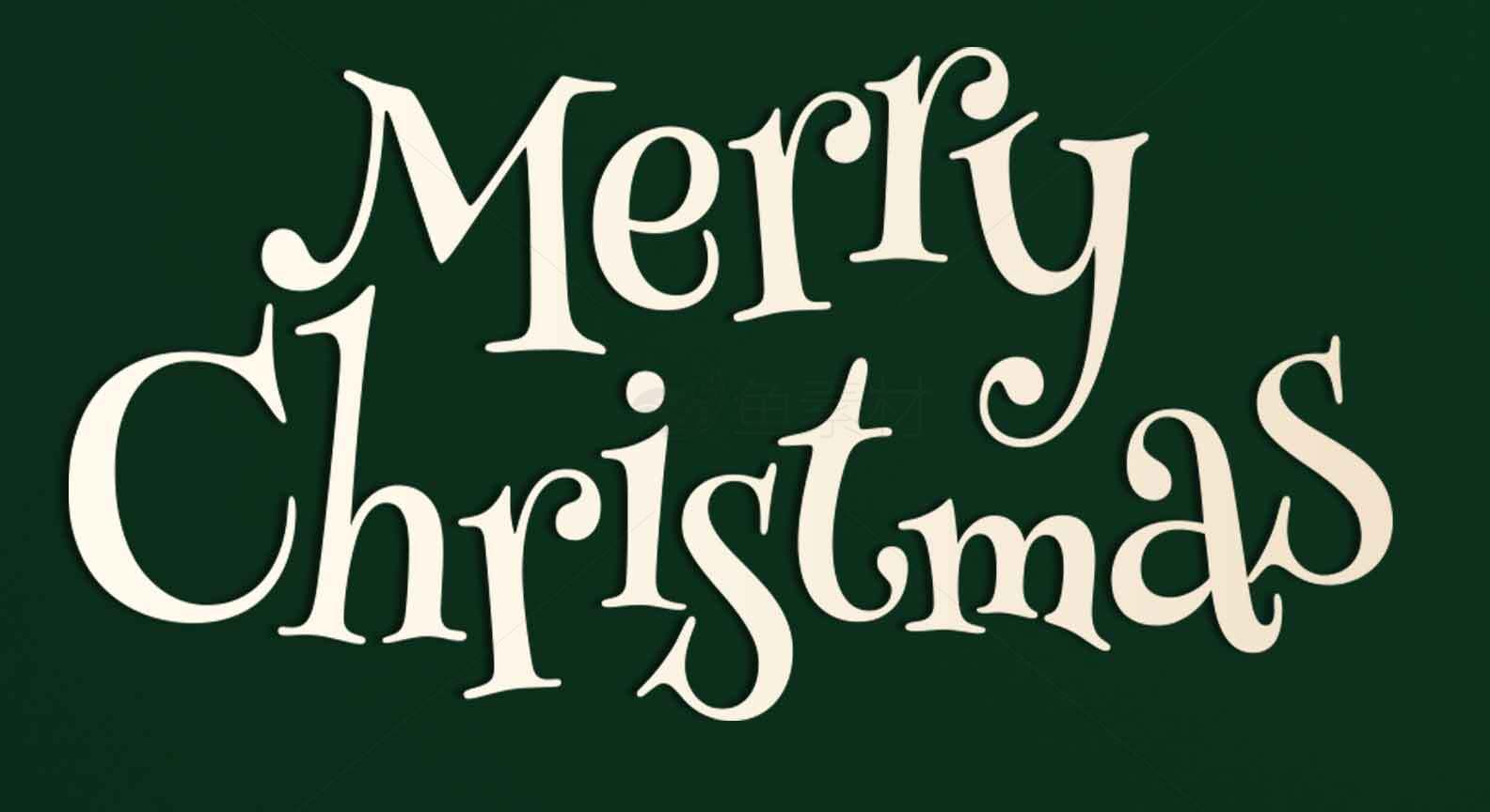 圣诞节祝福图片：Merry Christmas手写字体设计素材