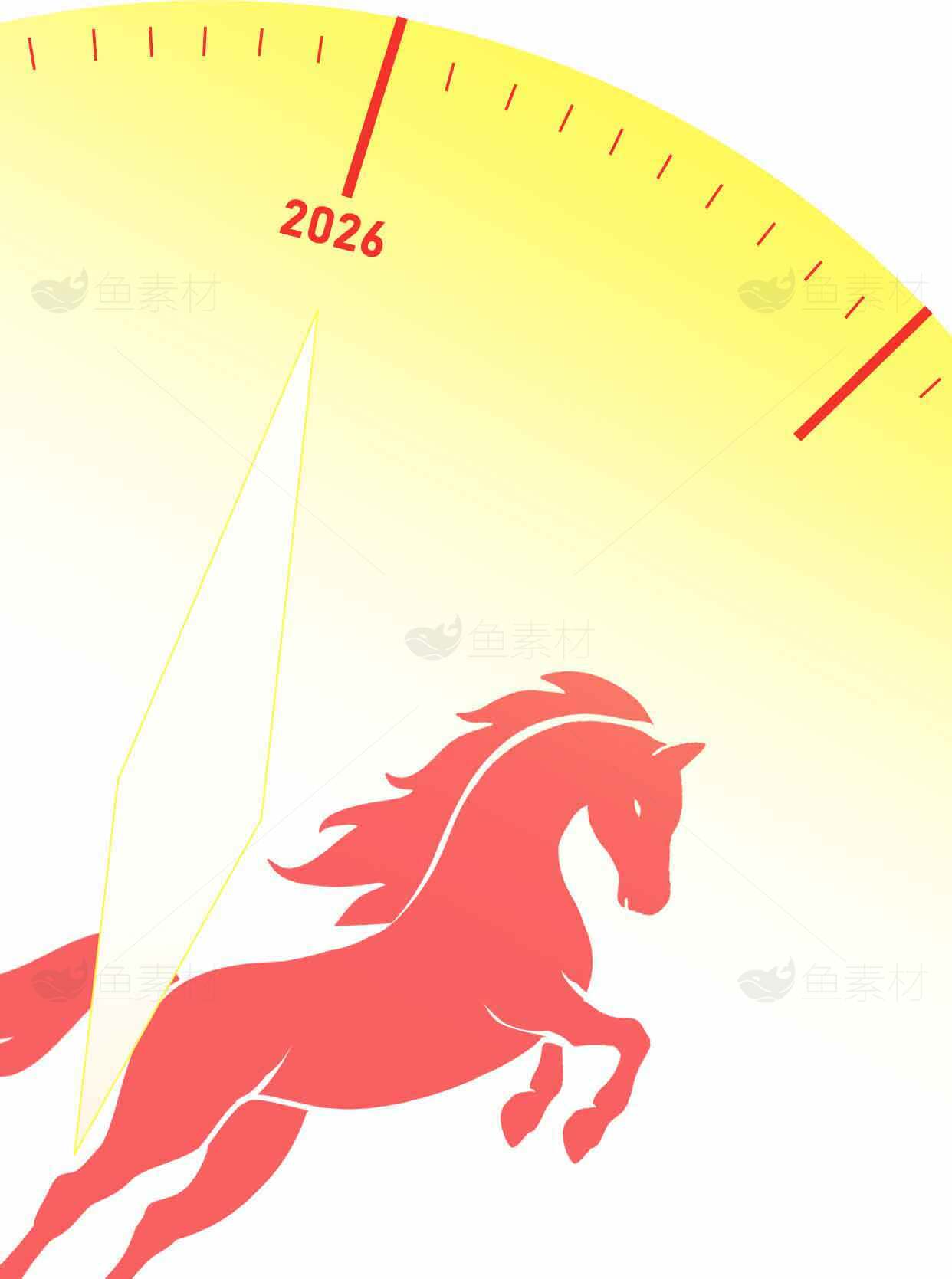 2026年红色奔马主题插画设计素材