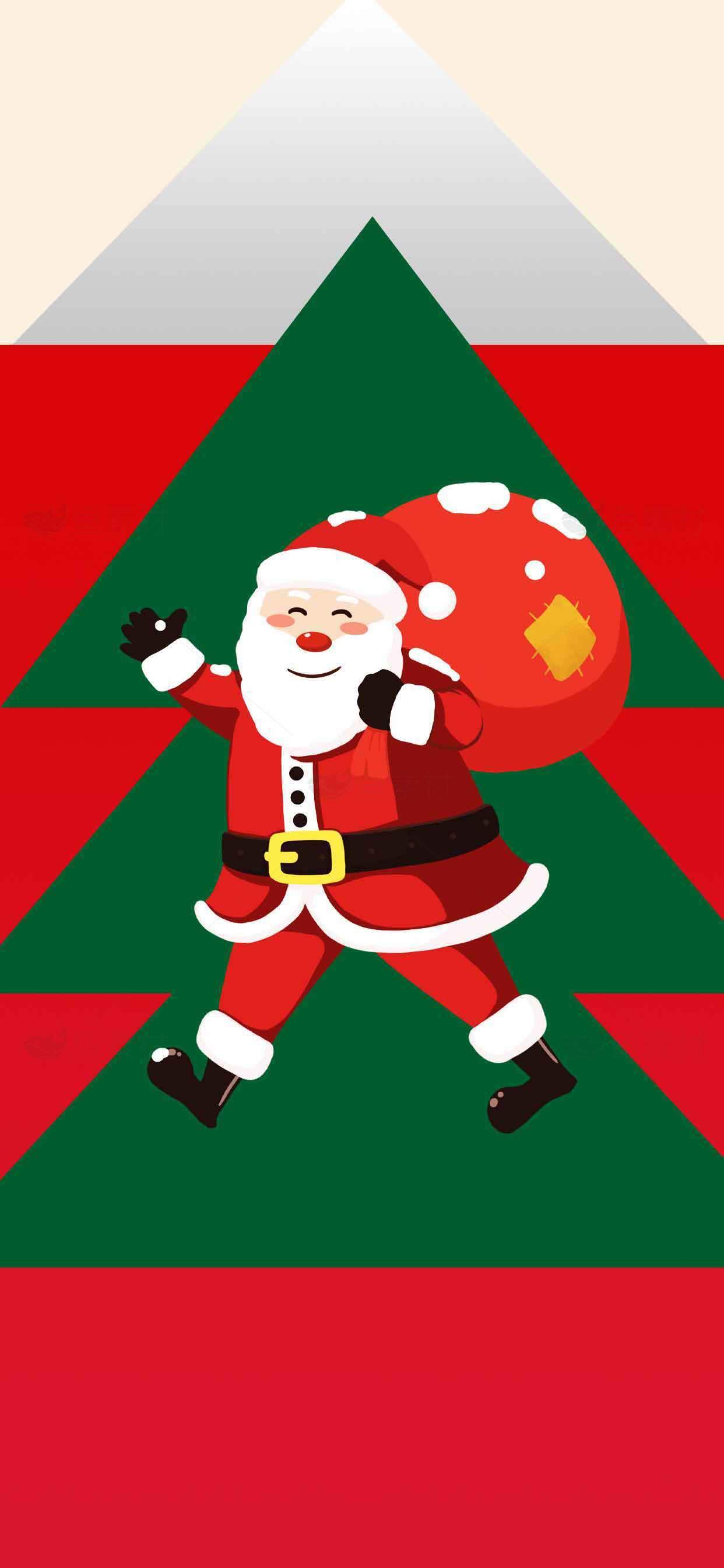 圣诞老人与圣诞树背景图片素材