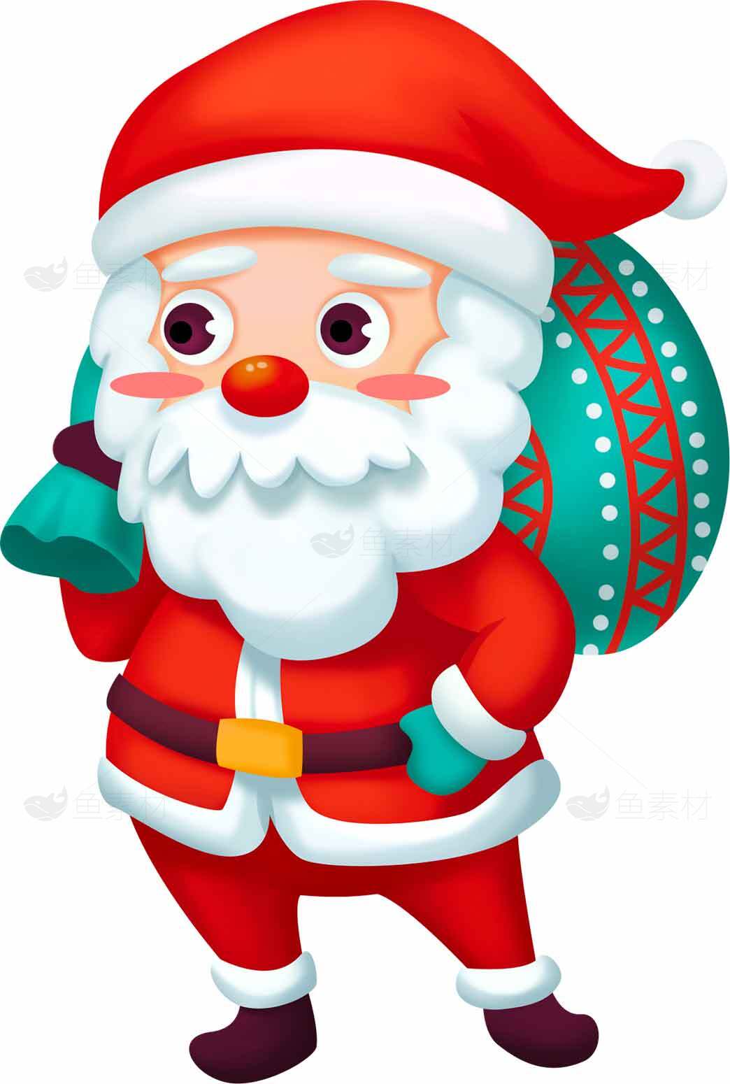 圣诞老人卡通形象插画 | 圣诞节主题设计素材