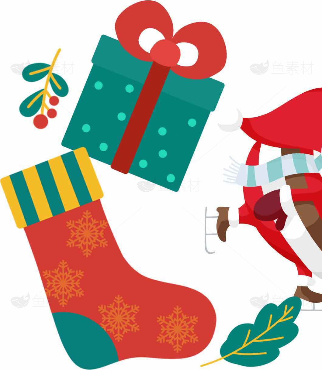 圣诞节礼物与装饰插画设计素材