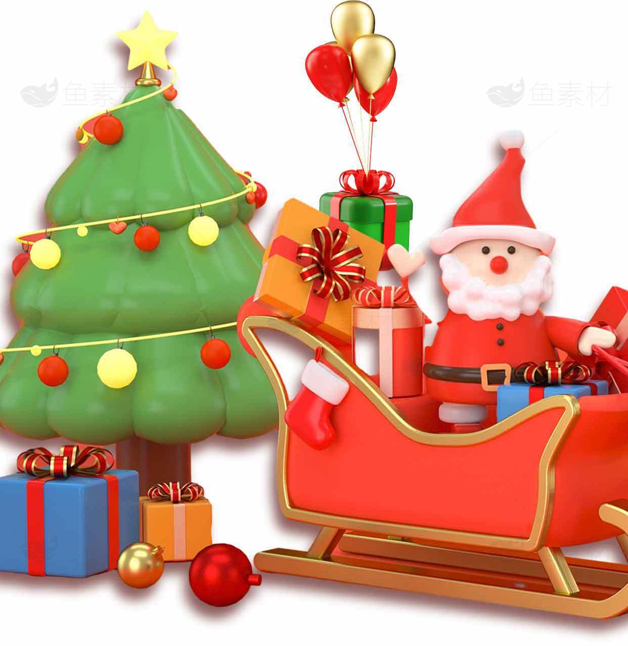 圣诞节装饰与圣诞老人雪橇图片素材
