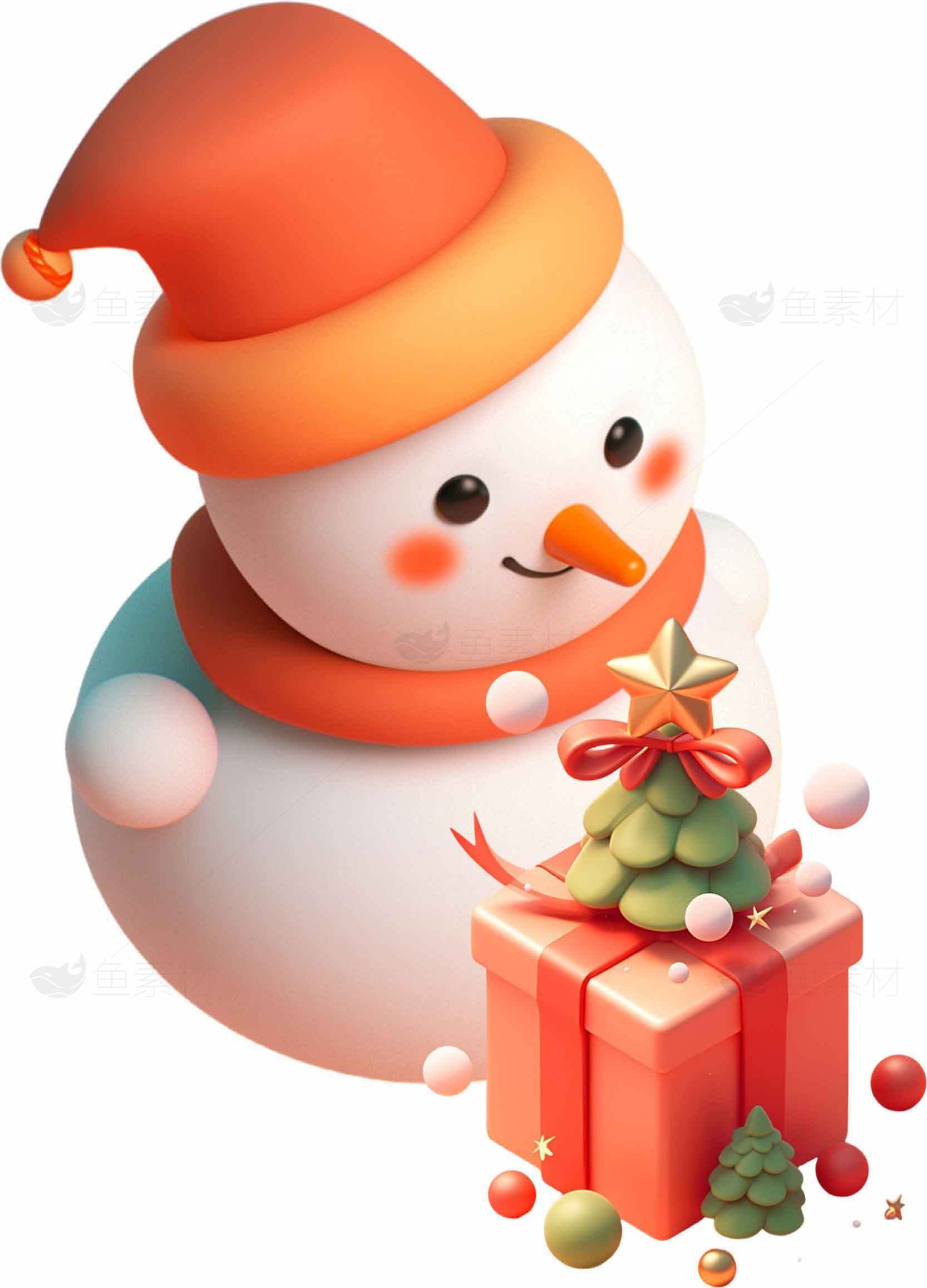 圣诞节雪人与礼物插画设计素材