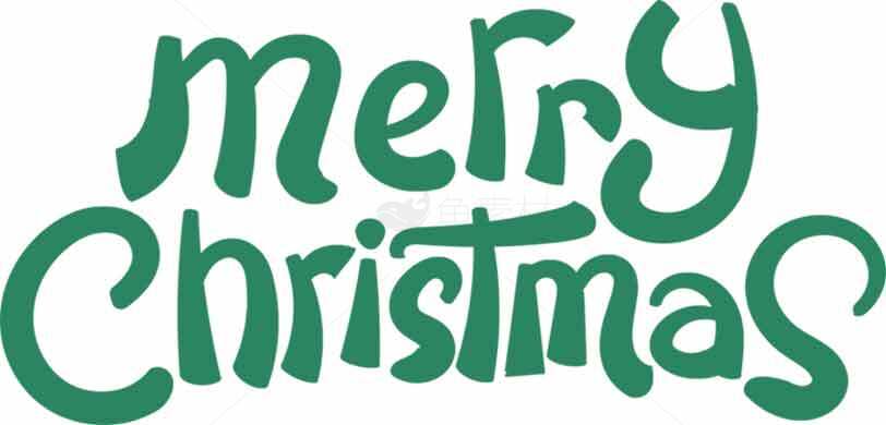 绿色手绘风格圣诞节祝福文字图片素材