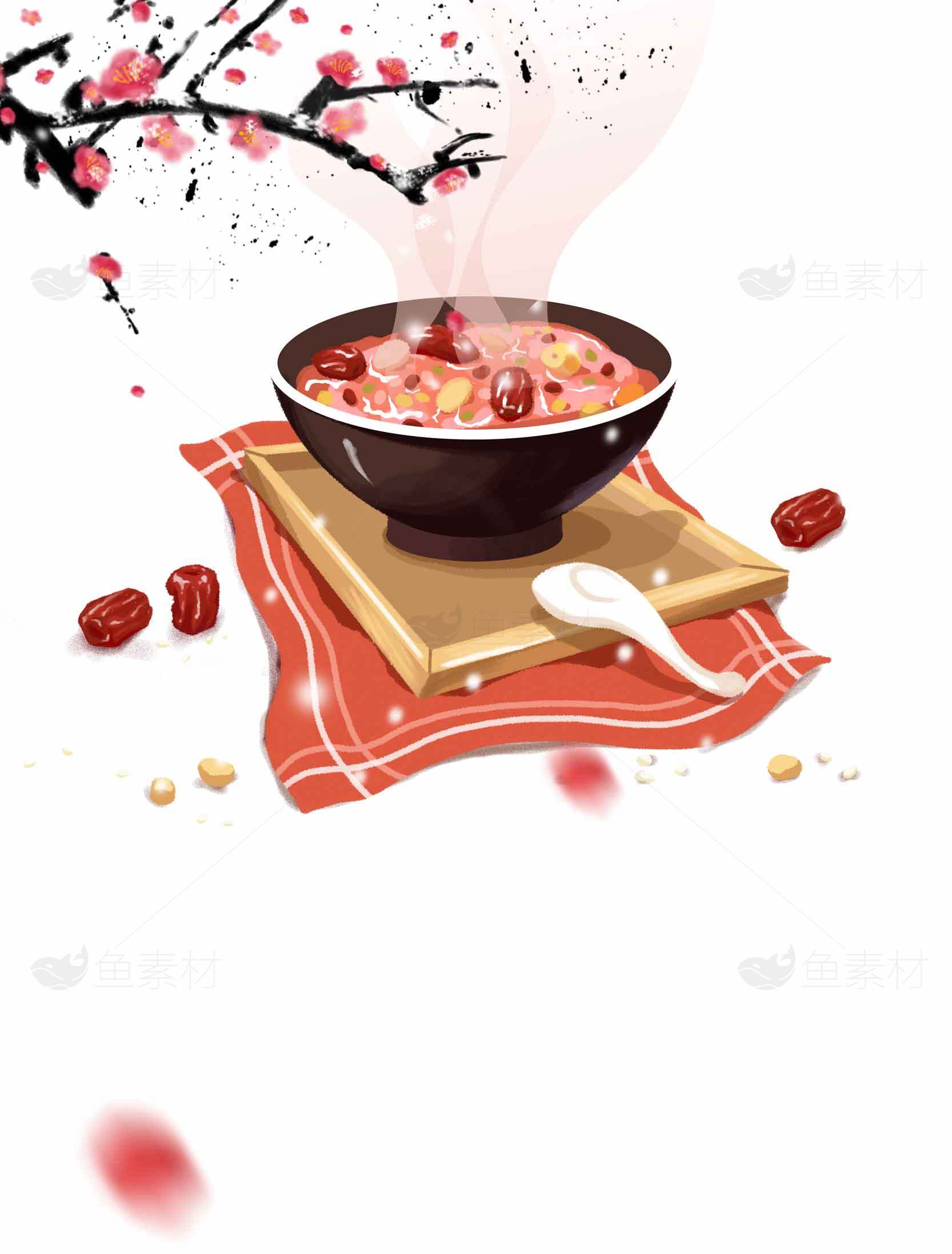 传统腊八粥美食插画 | 冬季养生佳品素材