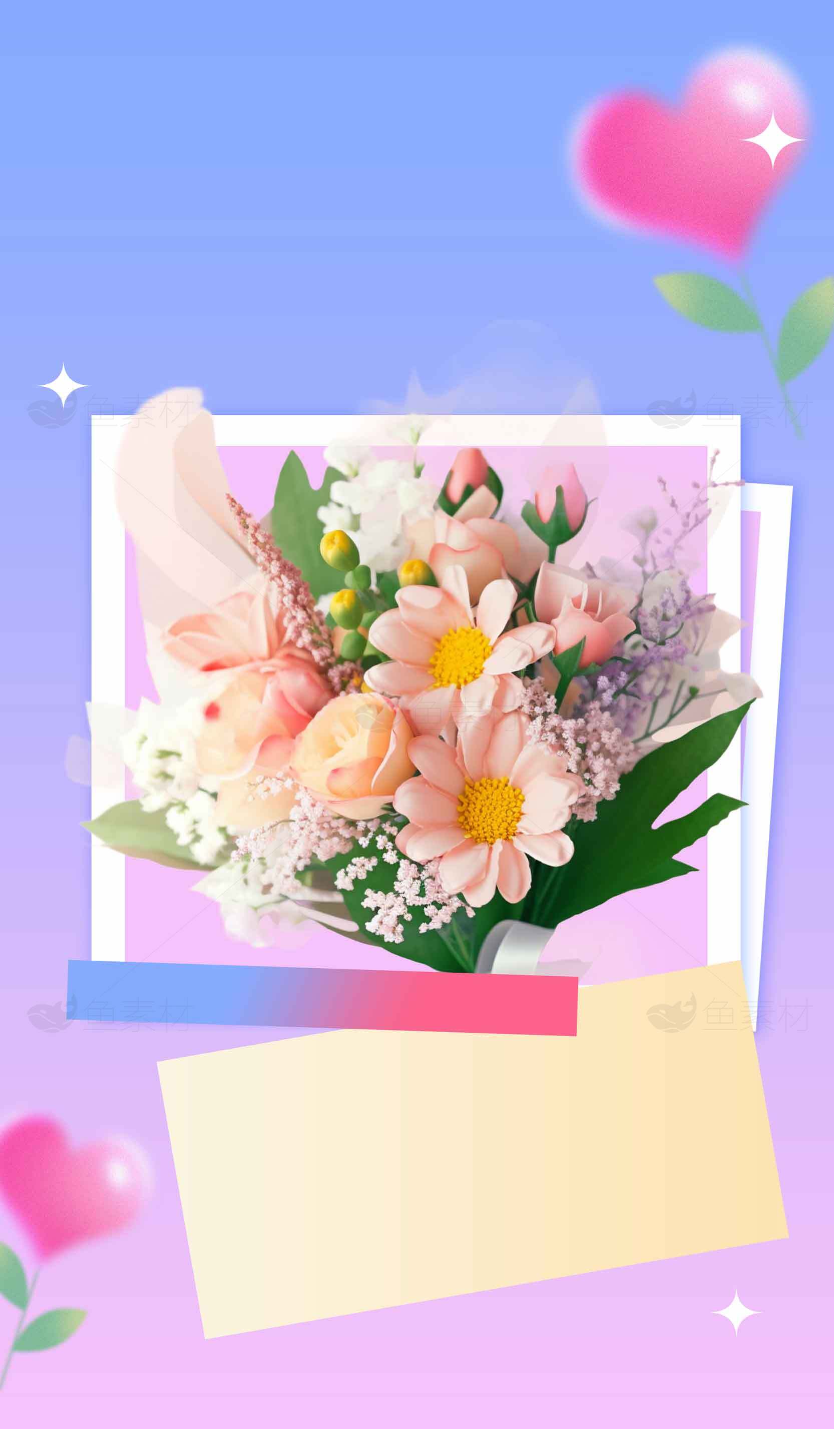 浪漫粉色花束背景图片素材