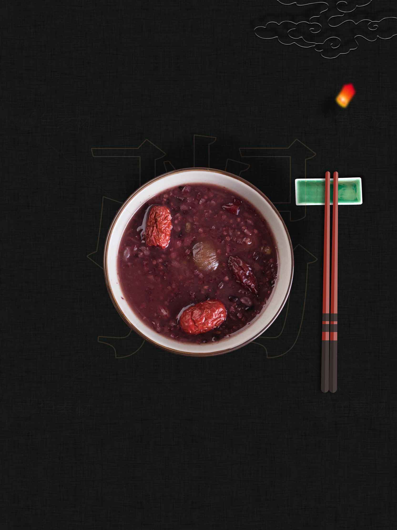 红枣紫米粥的营养与美味素材