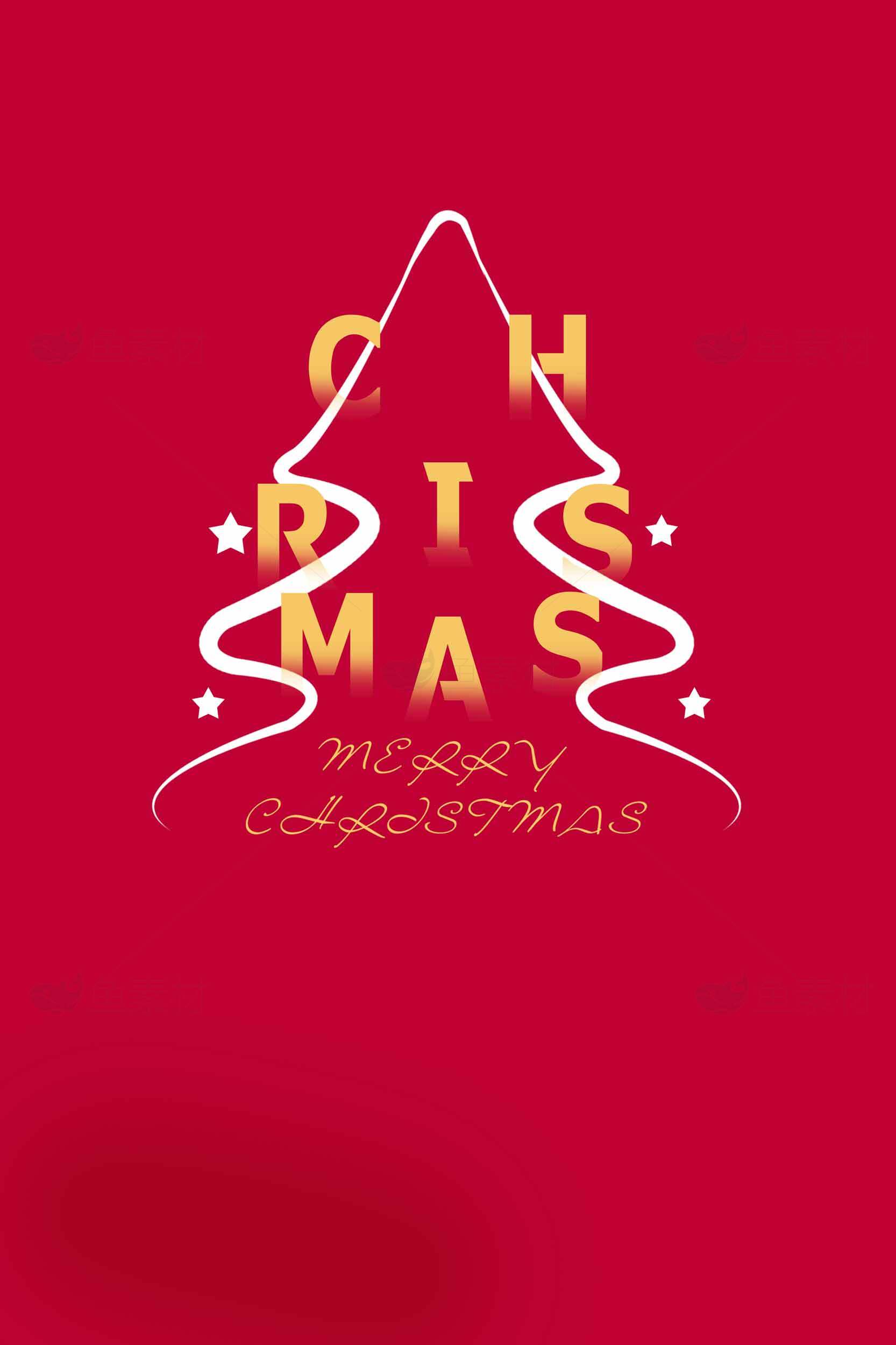 圣诞树红色背景创意设计素材