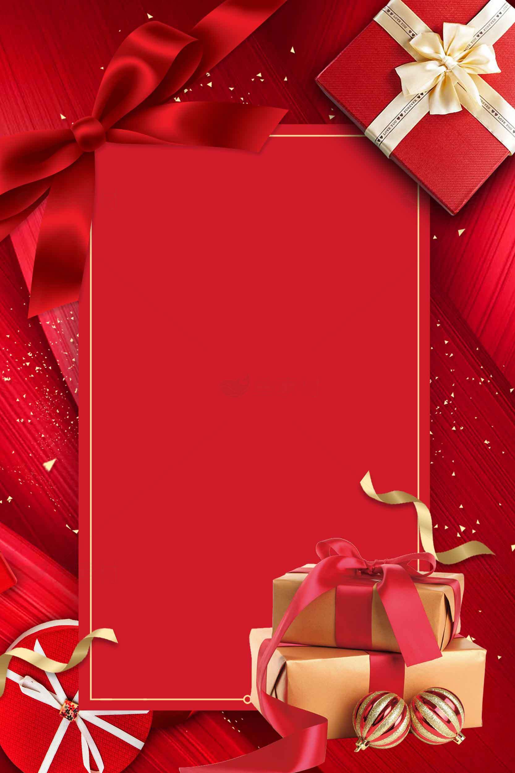 圣诞节红色礼物背景图片素材