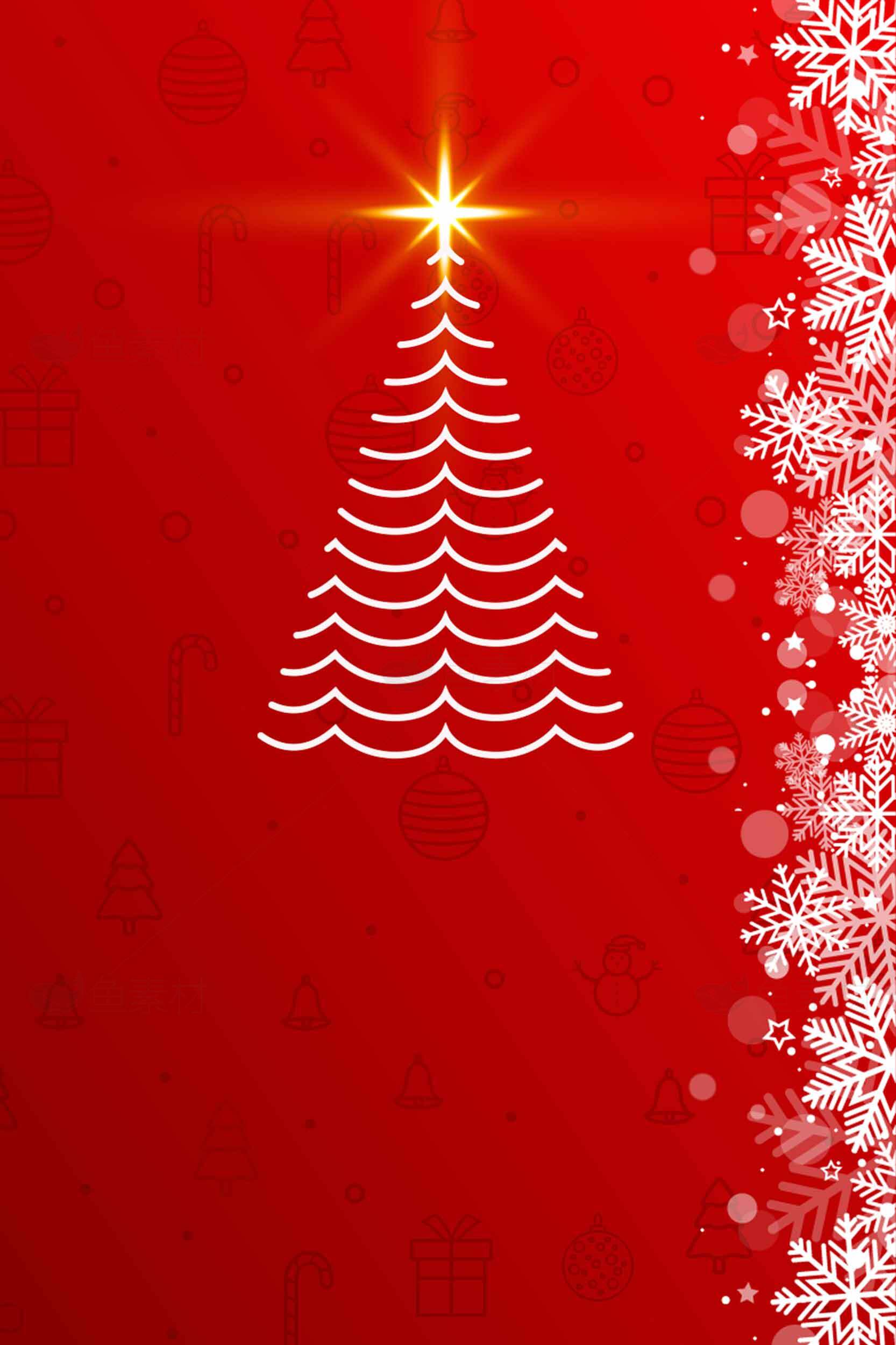 红色圣诞节背景图片，简约圣诞树设计素材