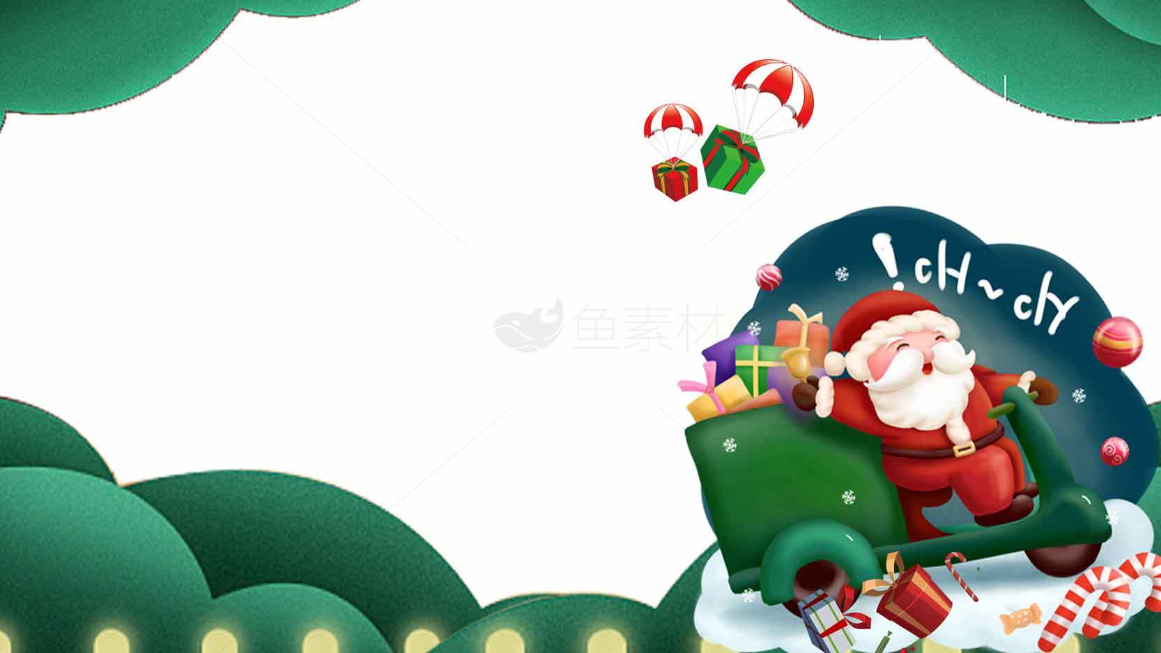 圣诞老人驾驶礼物车的节日插画背景素材