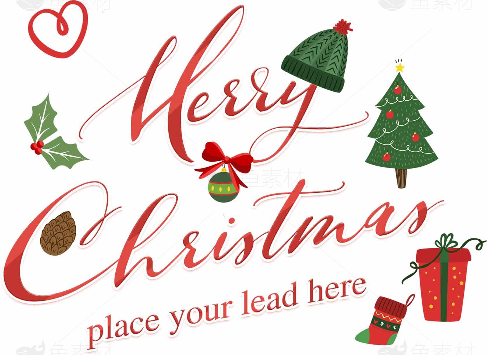 圣诞节贺卡设计图片 | Merry Christmas 节日装饰元素素材