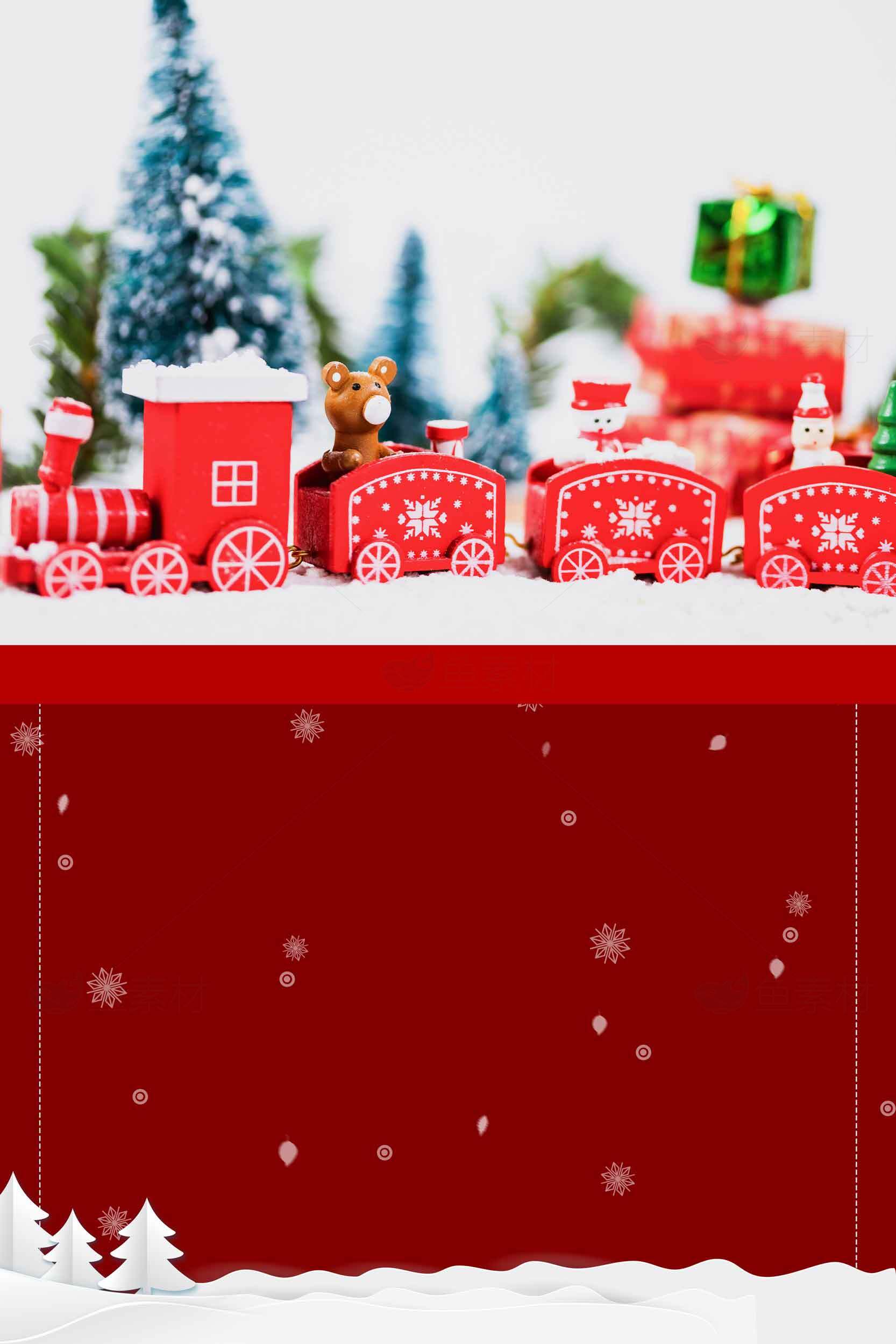 圣诞节红色小火车装饰图片素材