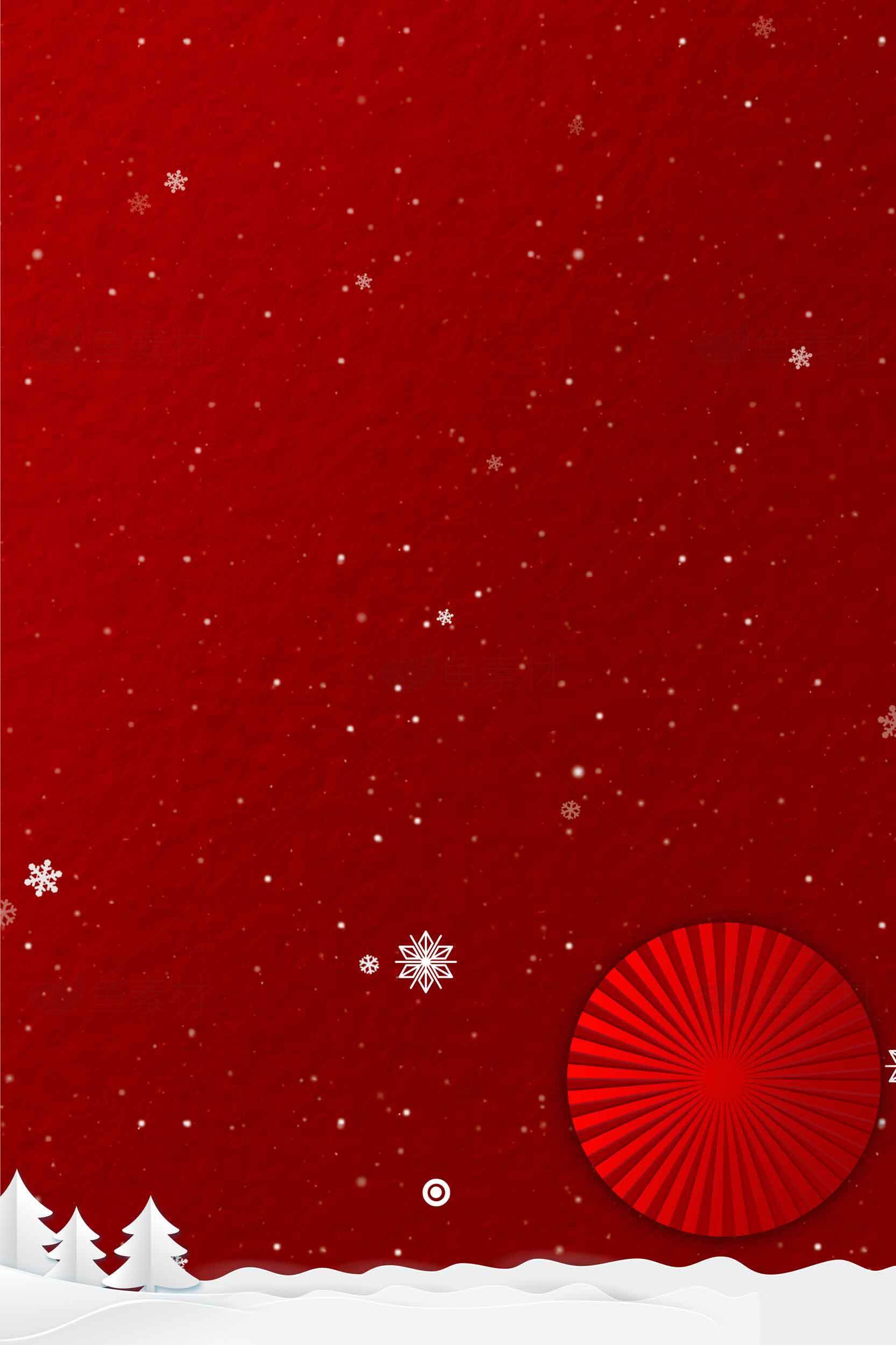 红色冬季雪景背景图片素材