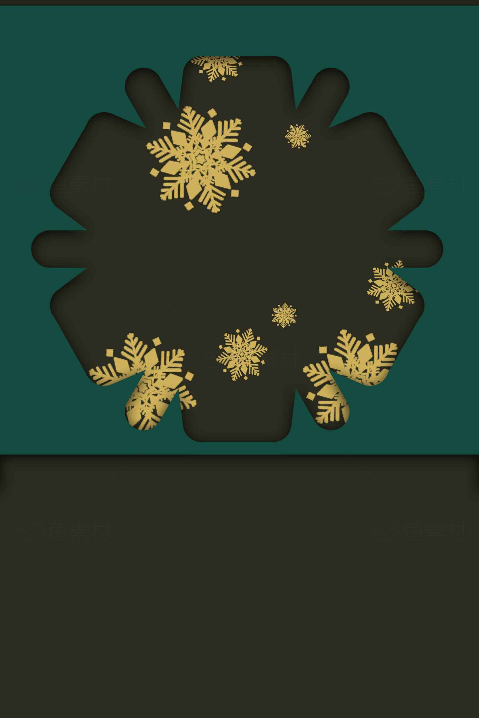 绿色背景金色雪花圣诞节装饰图片素材