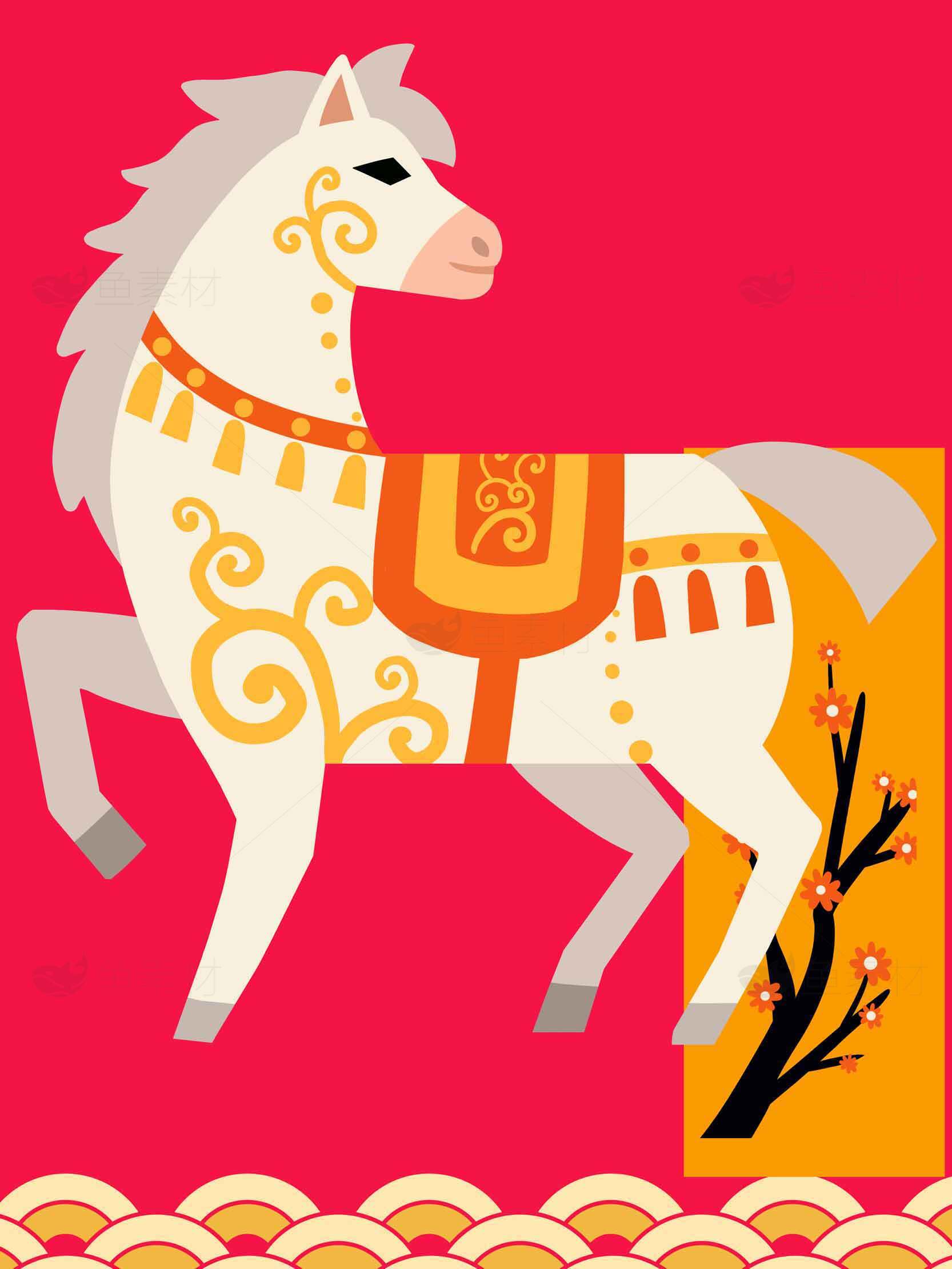 中国风马年插画设计素材