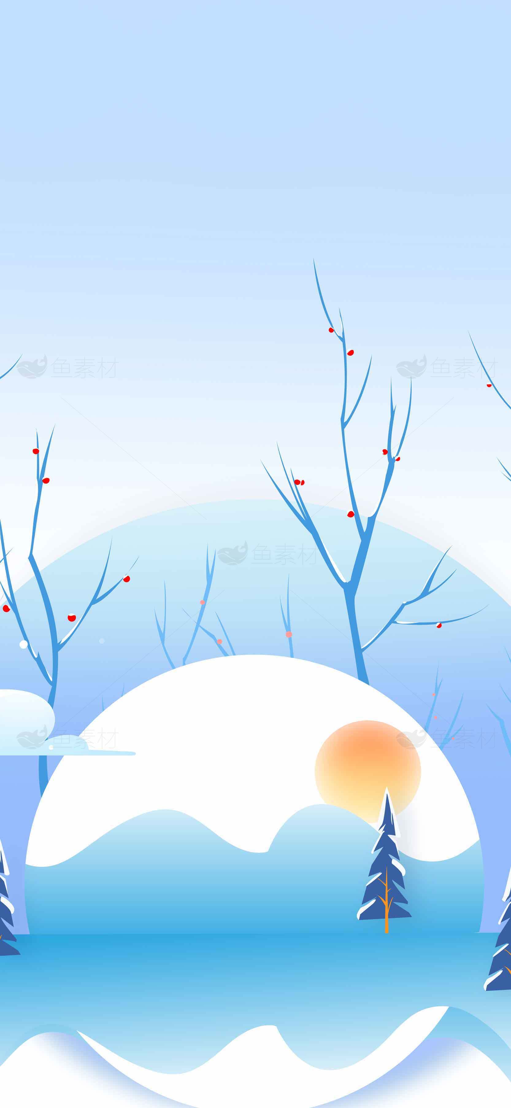 冬日雪景插画背景图片素材