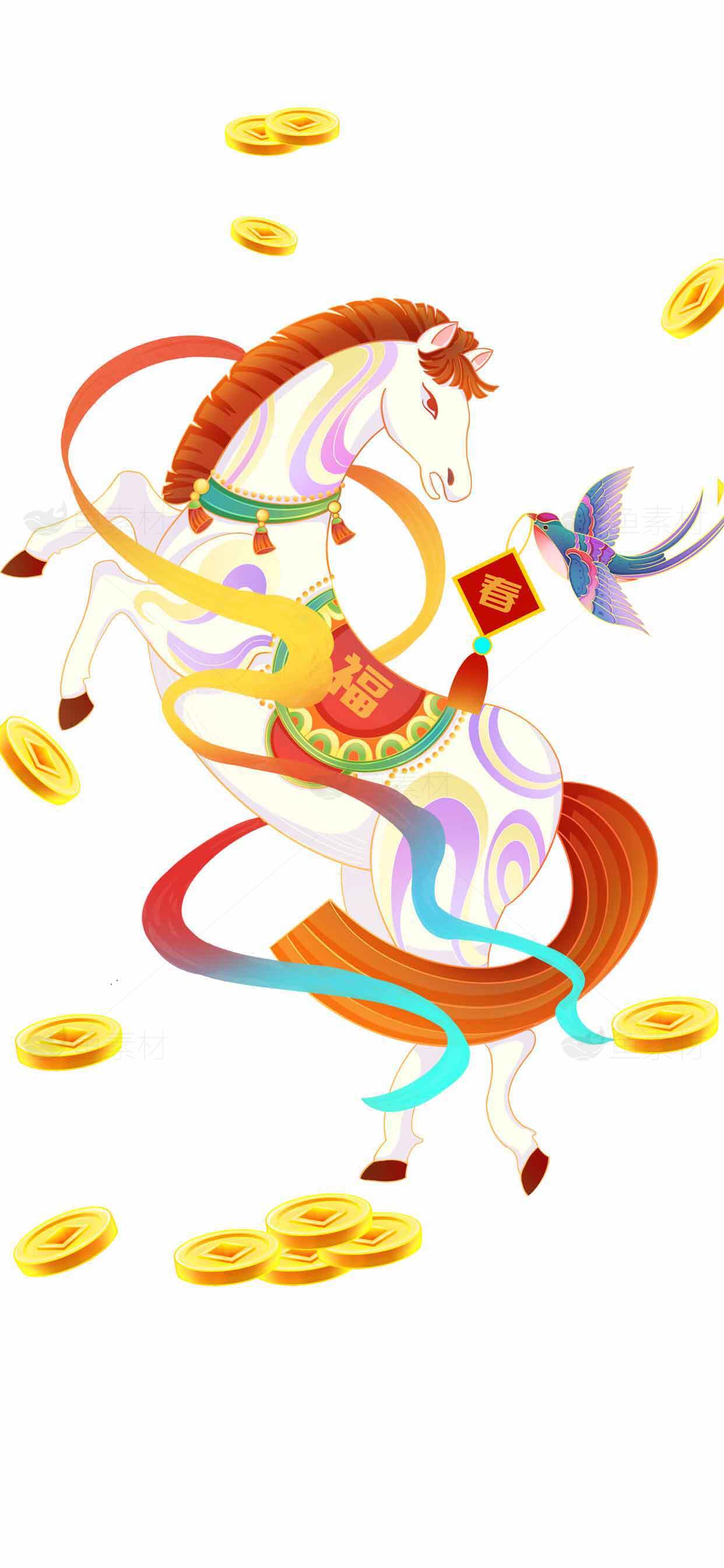 新年吉祥马插画设计 | 中国风创意艺术素材