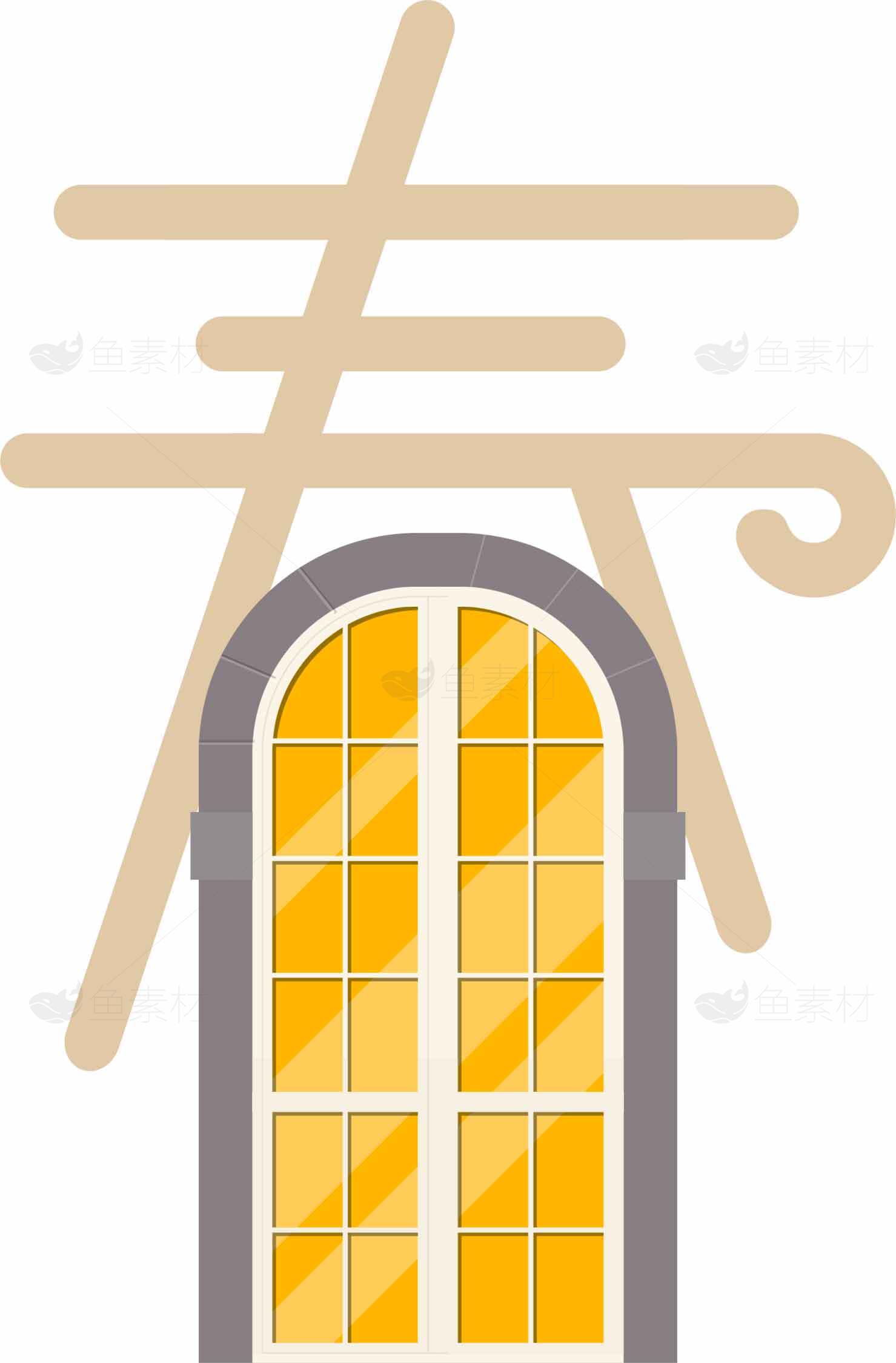 春天窗户插画设计图片素材