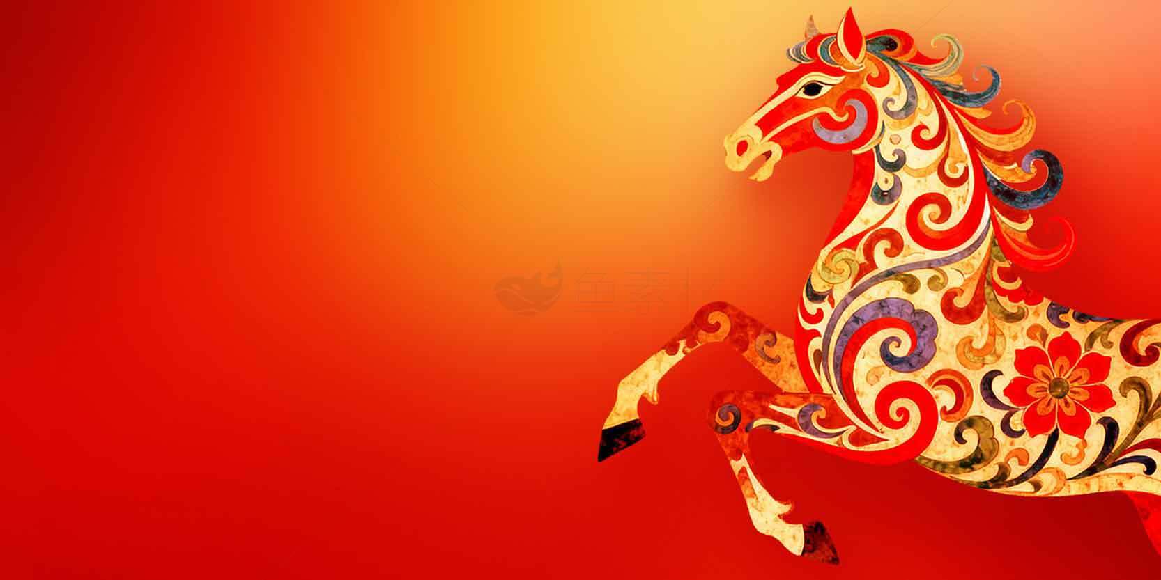 中国风彩绘马艺术设计图片素材