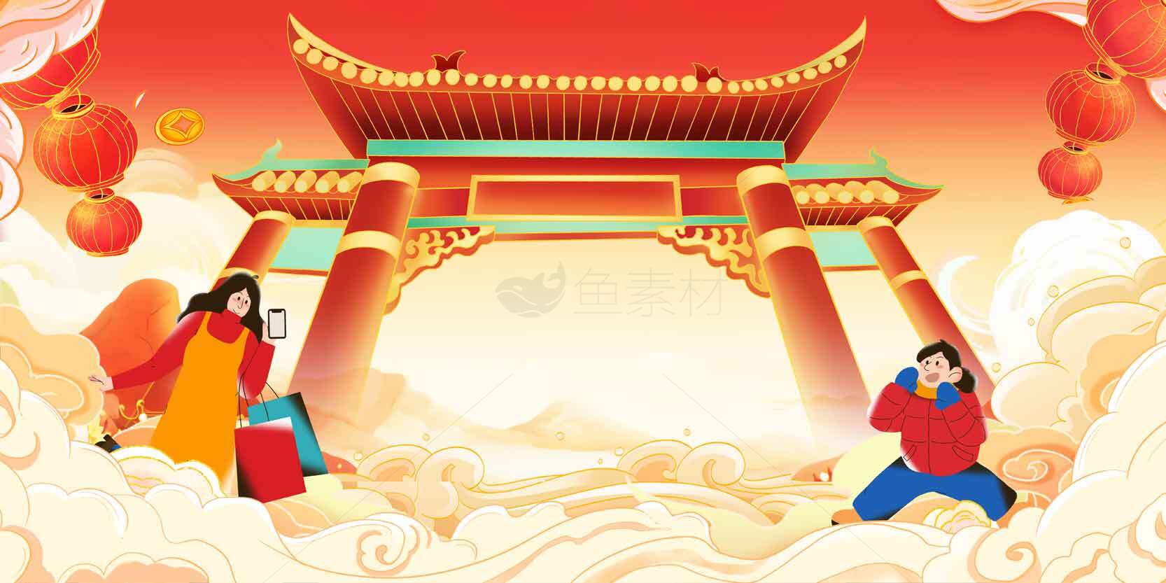 春节庙会插画设计：传统与现代的融合素材