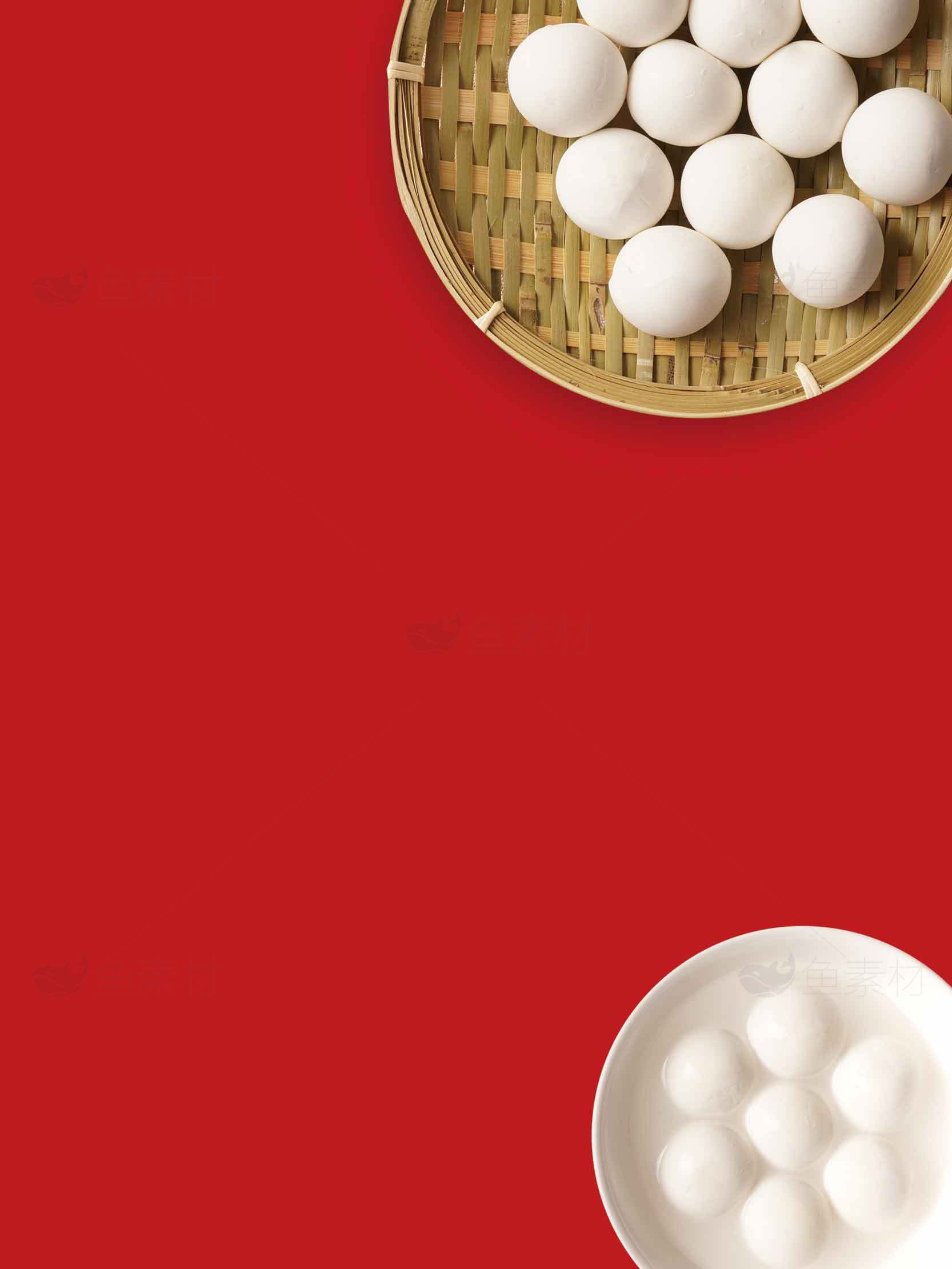 红色背景上的传统汤圆美食图片素材