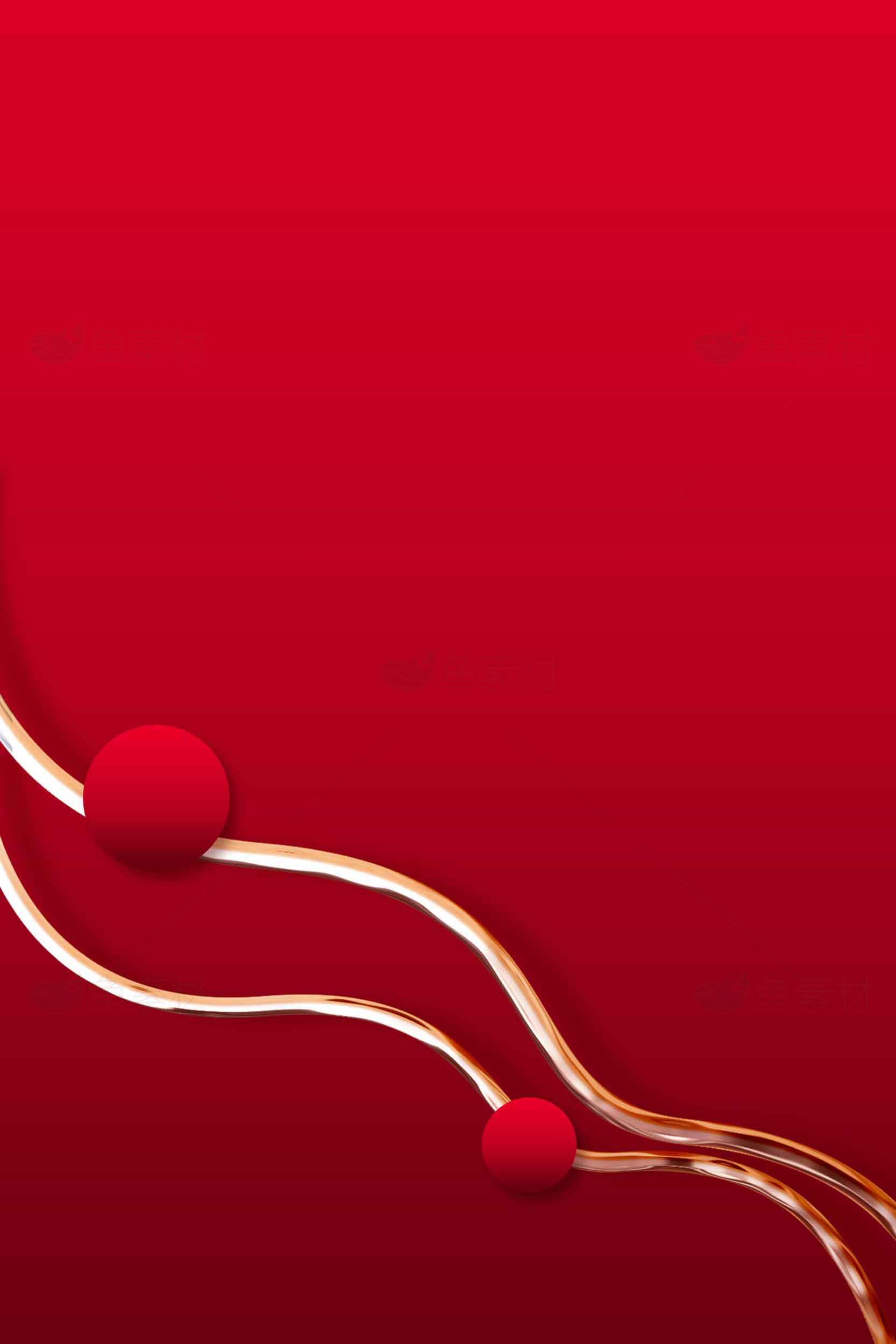 红色背景与金色线条简约设计图片素材