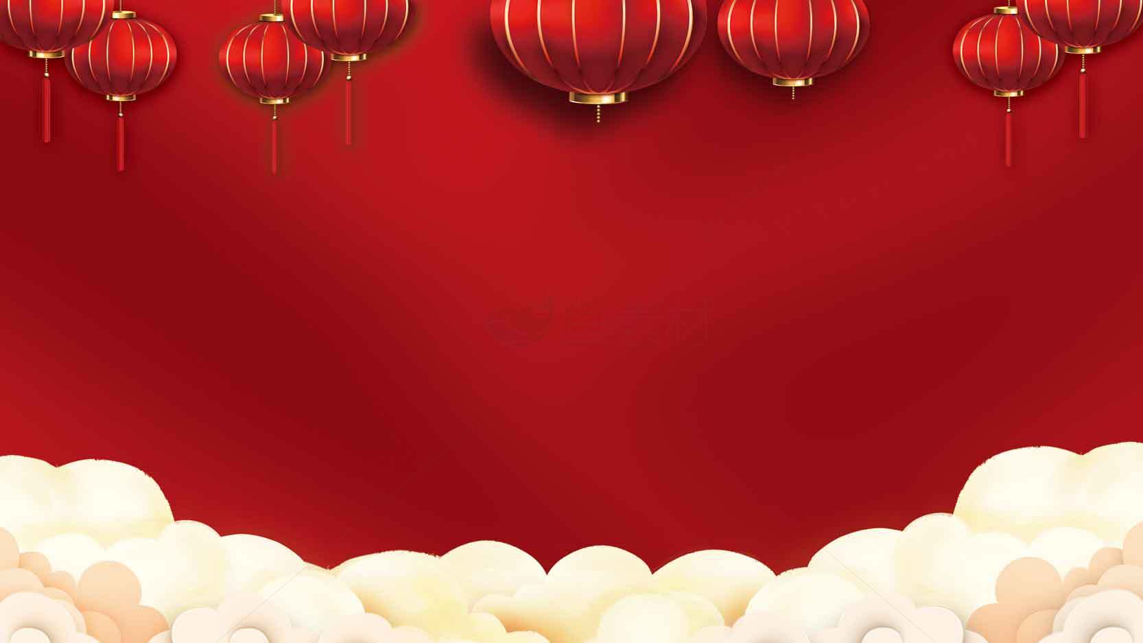 喜庆红色背景中国新年灯笼装饰图片素材
