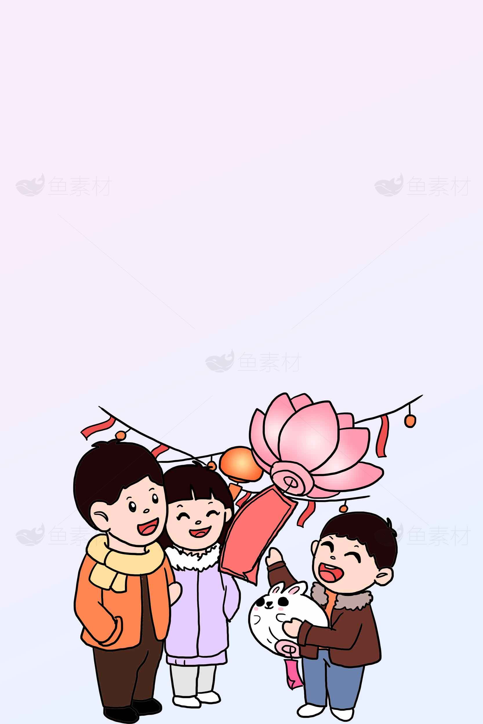 春节家庭团聚插画背景图片素材