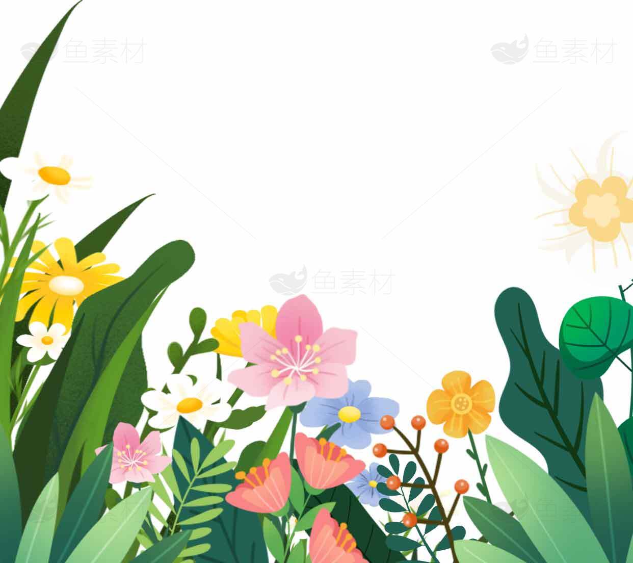 春季花卉插画背景设计素材